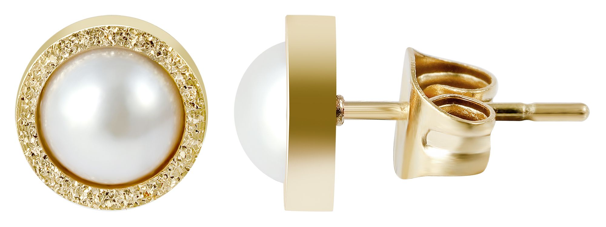 "Margitta" Edelstahl Ohrstecker mit Perle, goldfarben
