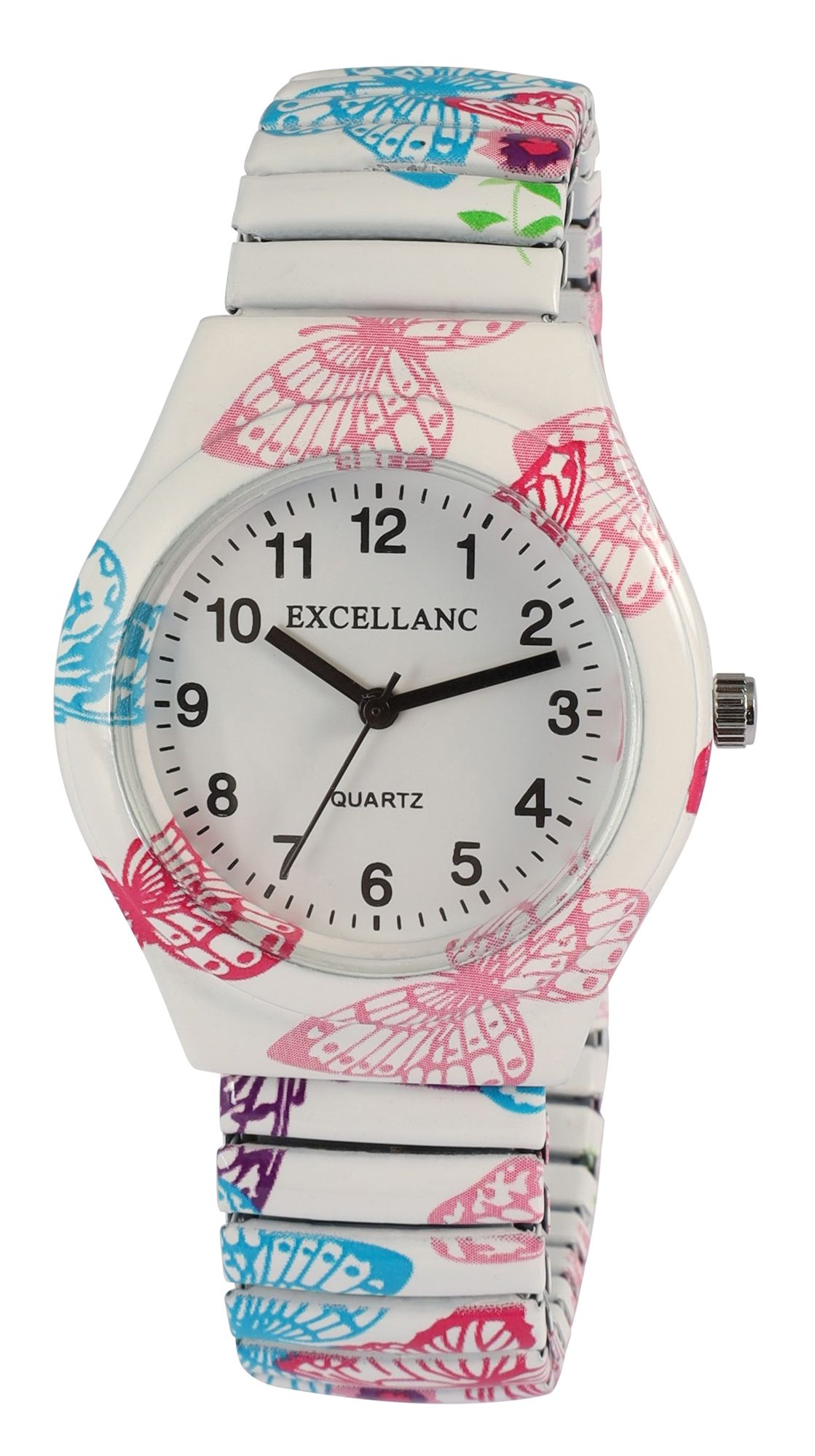 Excellanc Damenuhr, Zugarmband, Metall/Edelstahl, Schmetterling, Ø 35 mm