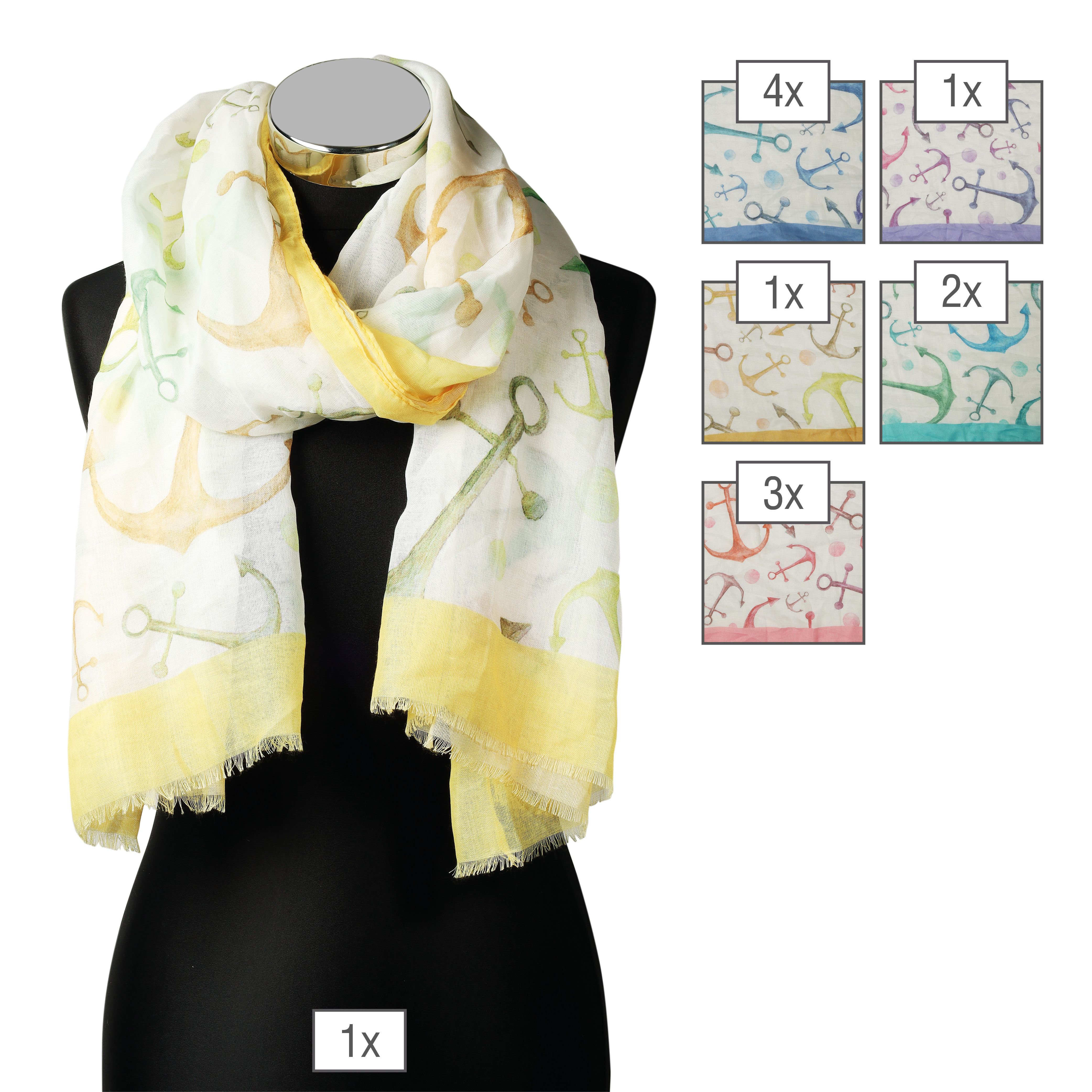 Schalpaket farblich sortiert, 170 x 70 cm, 100% Polyester, VE 12, maritim