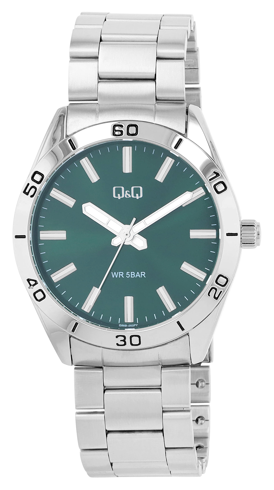 Q&Q Herrenuhr mit Edelstahlband, 5 BAR, silberfarben