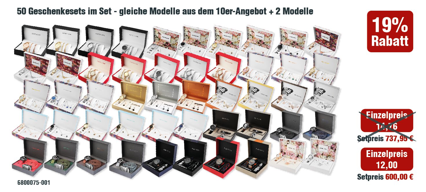 50 Geschenksets (10 Modelle a 5 Stück)