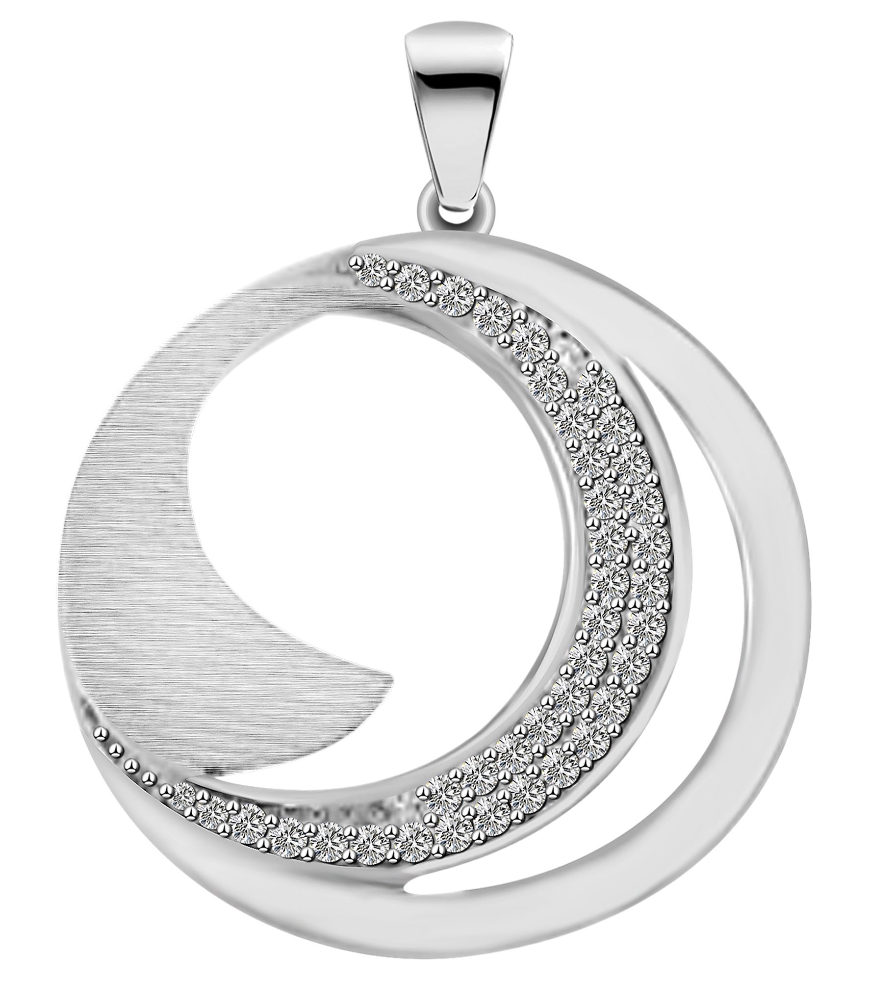 "Inori" 925/rh Echt Silber Anhänger (ohne Kette), Zirkoniabesatz, silberfarben