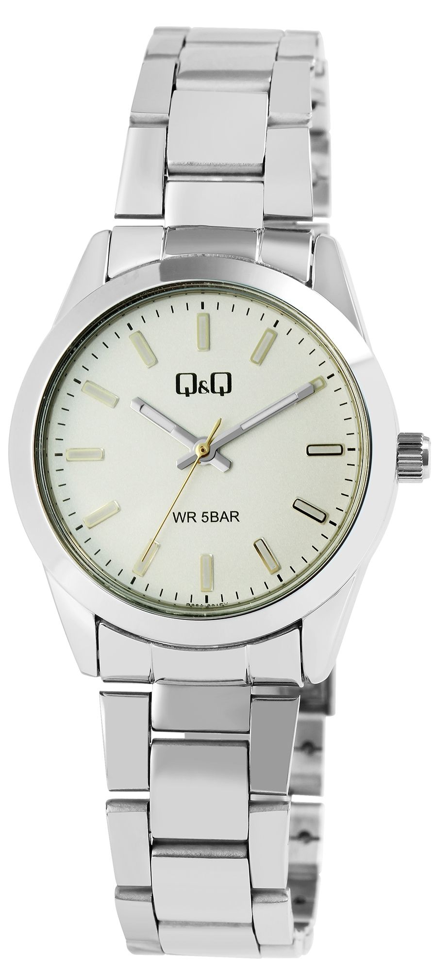 Q&Q Damenuhr, Metall, Edelstahlarmband, silberfarben, 5 ATM, Ø 31 mm