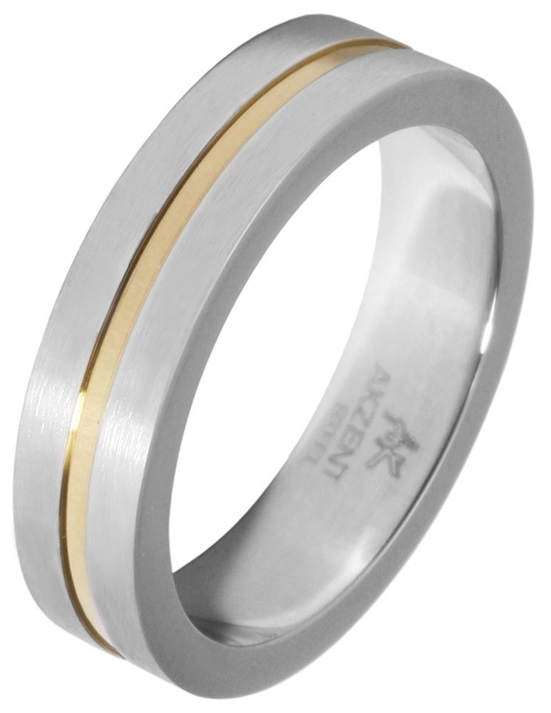 Akzent Damen-Partnerring aus Edelstahl, silber- /goldfarben, Gr. 60
