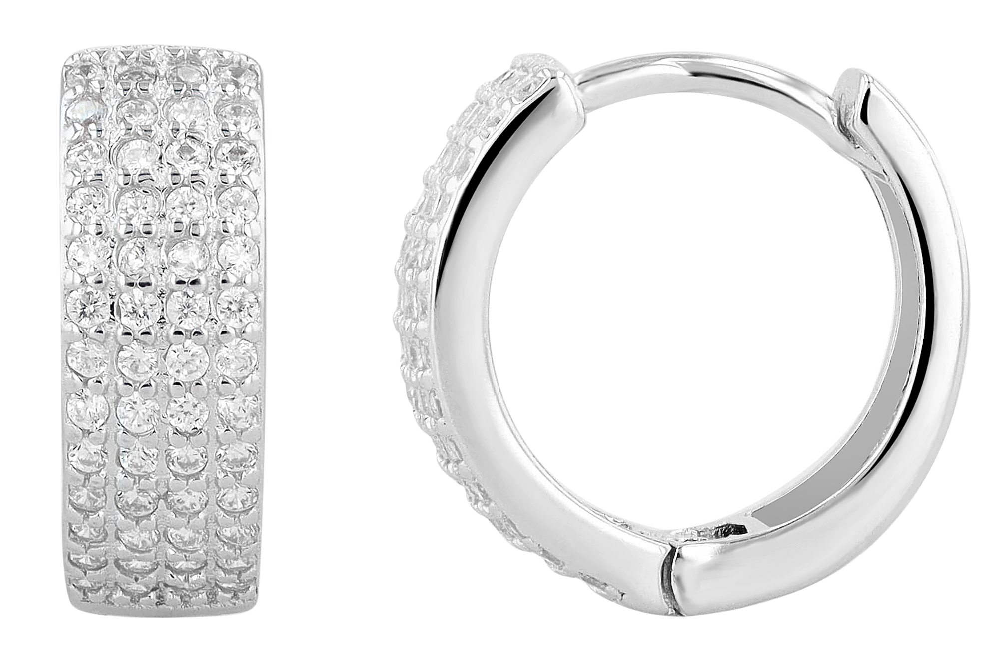 "Afet" 925/- Echt Silber Creolen mit Zirkoniabesatz, silberfarben rhodiniert