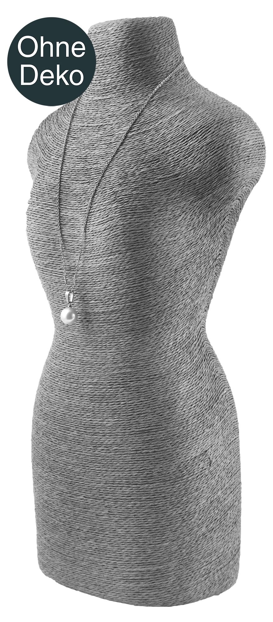 Büste, Bastfaser, grau, 40 cm x 20 cm x 11,5 cm