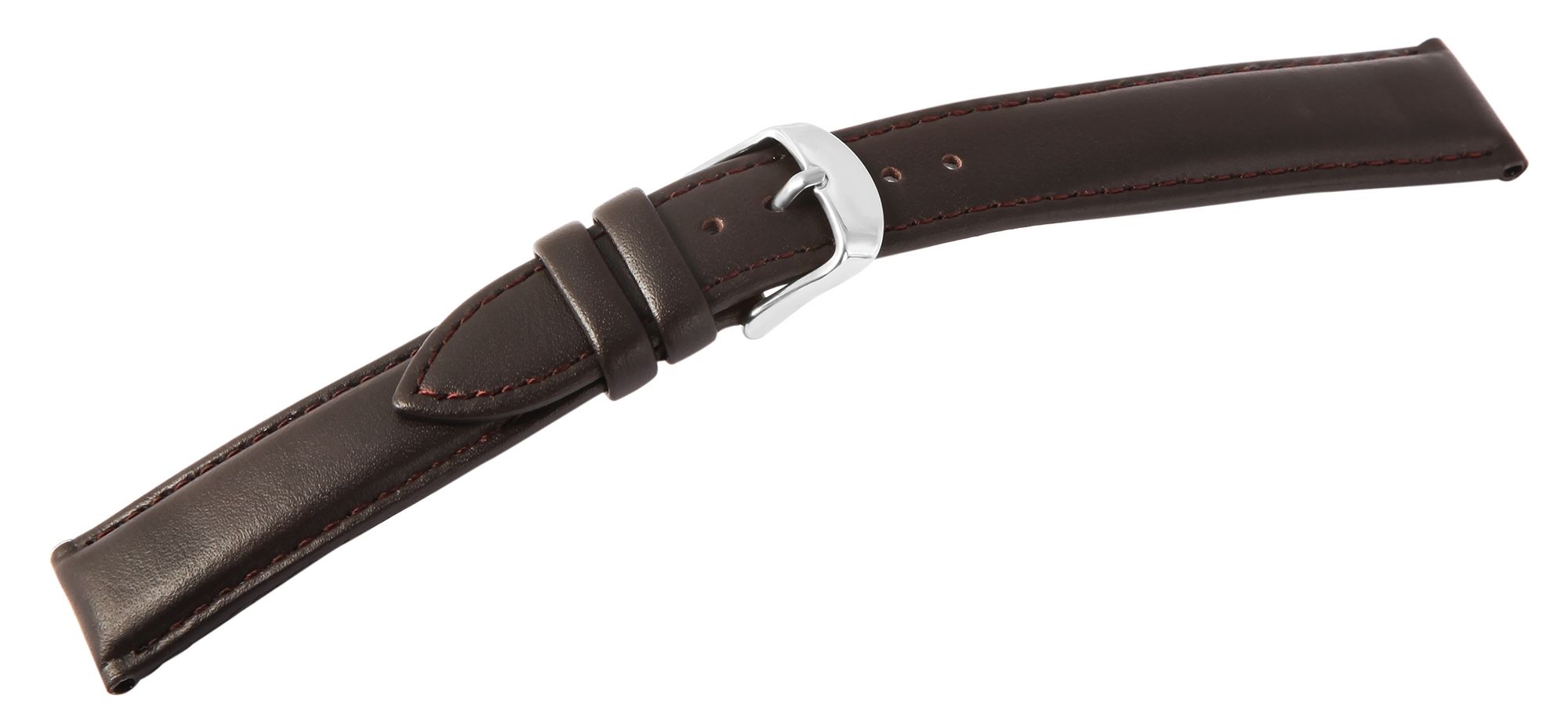 Echtleder-Uhrenarmband, dunkelbraun, 18 mm