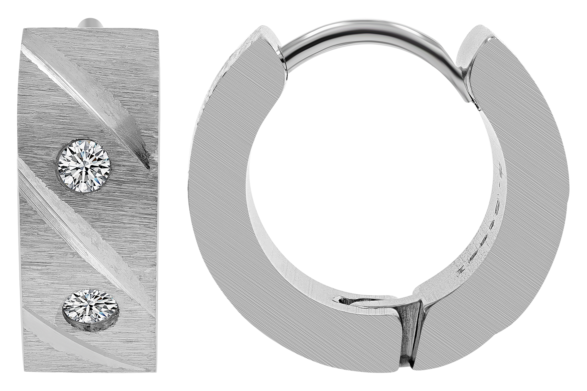 "Illayda" Edelstahl Klapp-Creolen mit Similibesatz, silberfarben