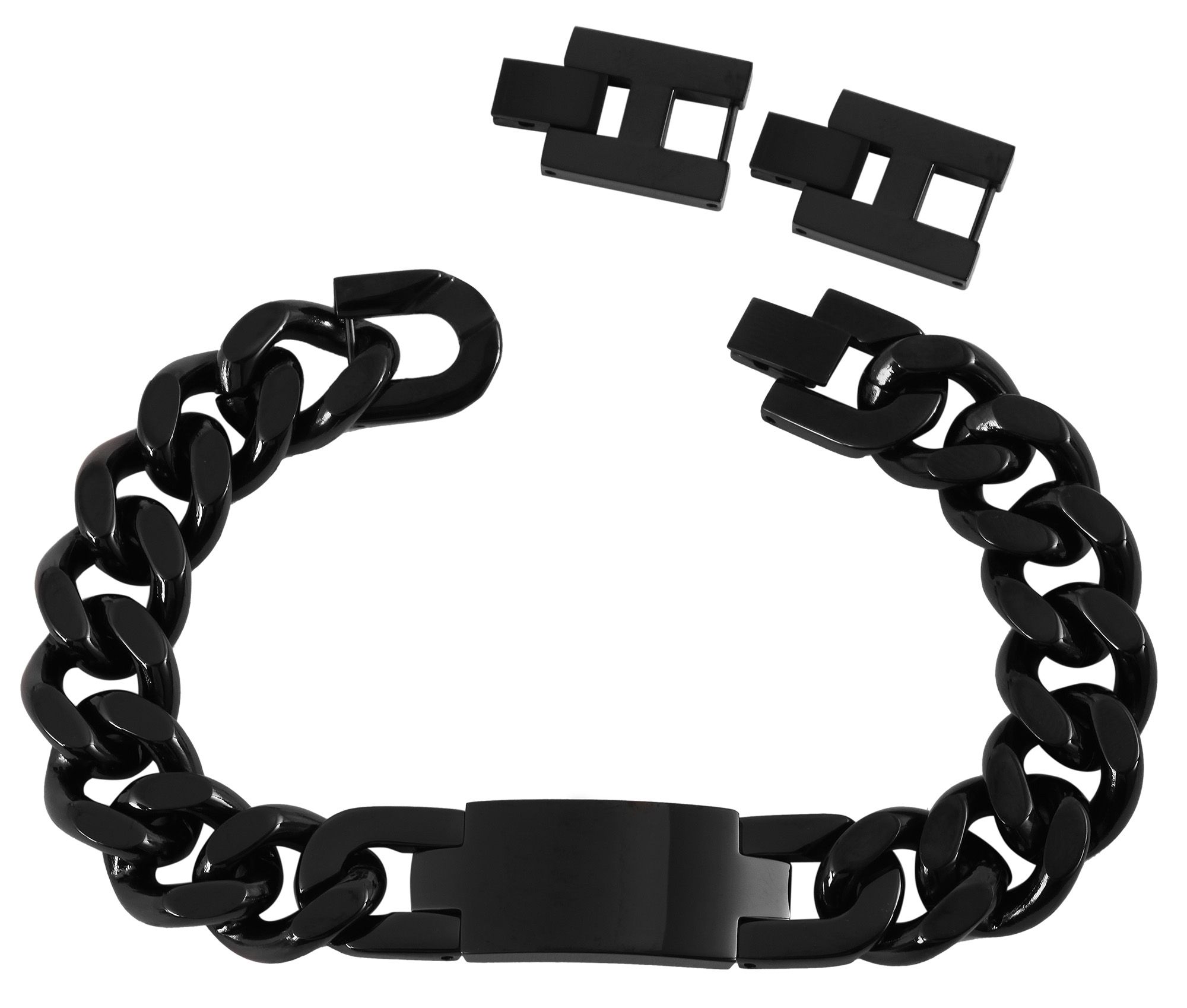 Akzent Panzerarmband mit Gravurplatte, Edelstahl, schwarz