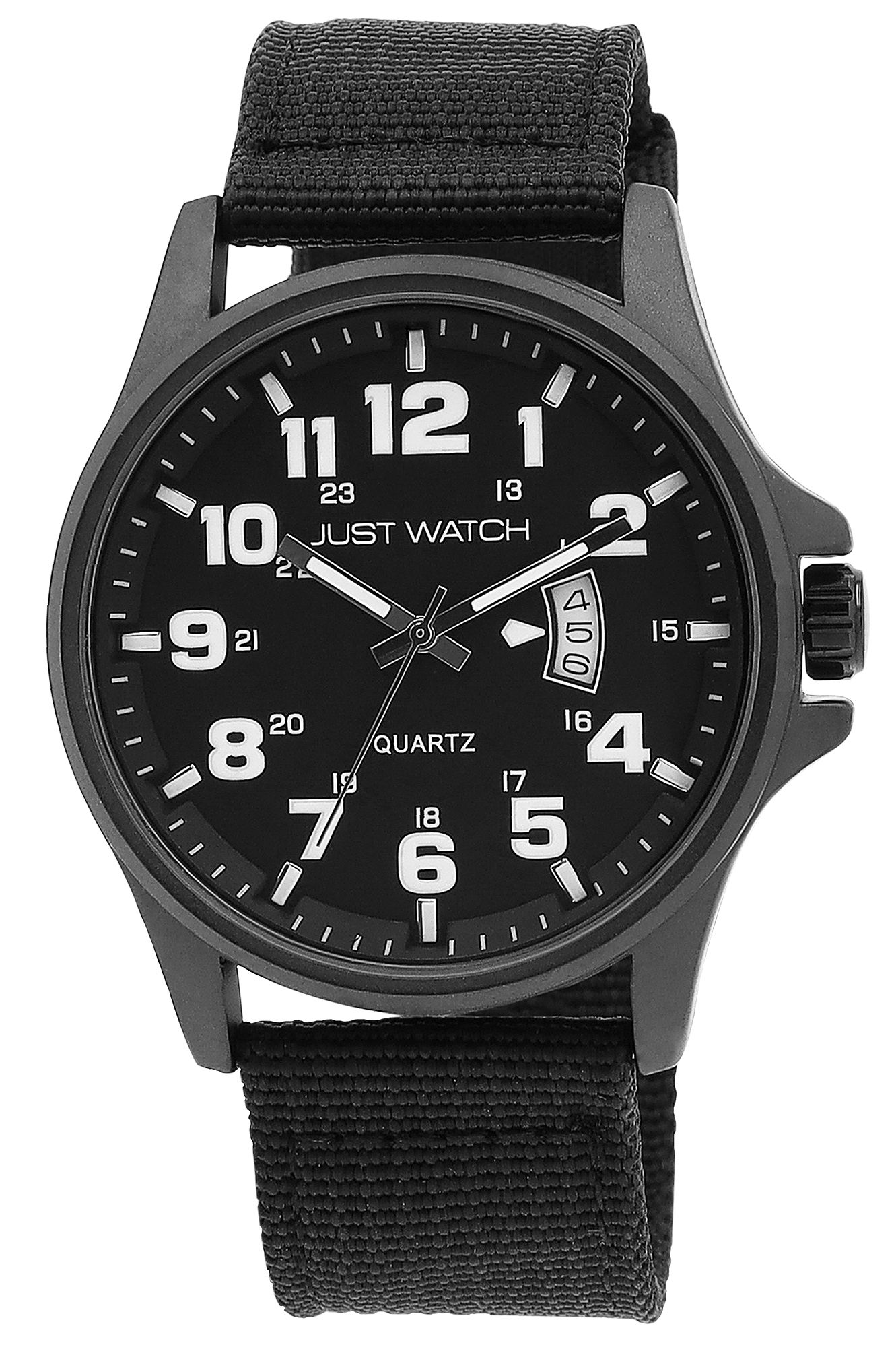 Just Watch Herrenuhr "Caius" mit Nylonband, Datumsanzeige, 3 ATM, schwarz