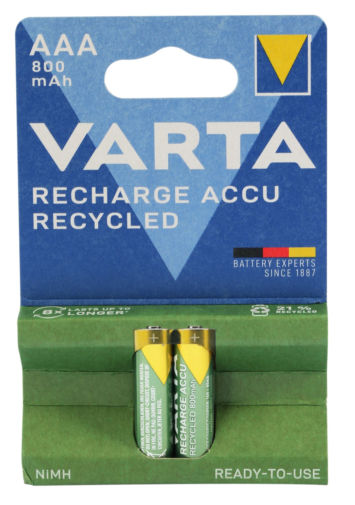 VARTA RECHARGE ACCU Recycled AAA 800mAh, 2er Blister