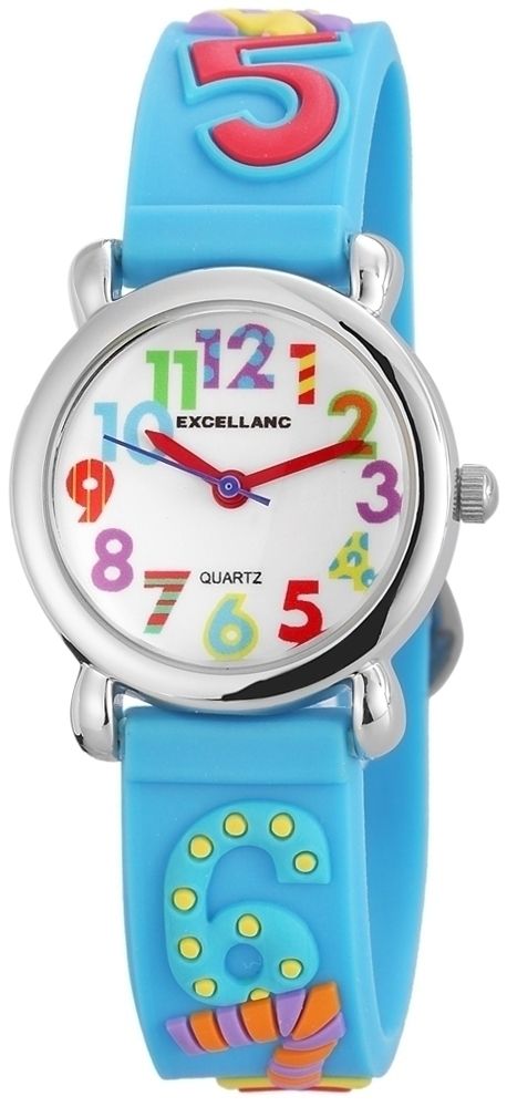 Excellanc Kinderarmbanduhr, Silikonarmband, silberfarben/blau