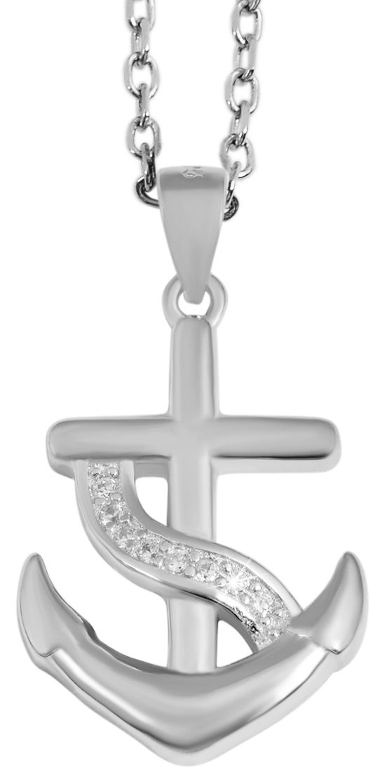 925/- Echt Silber Anhänger ohne Kette "Armadeja", Anker mit Zirkoniabesatz, 925/rhodiniert