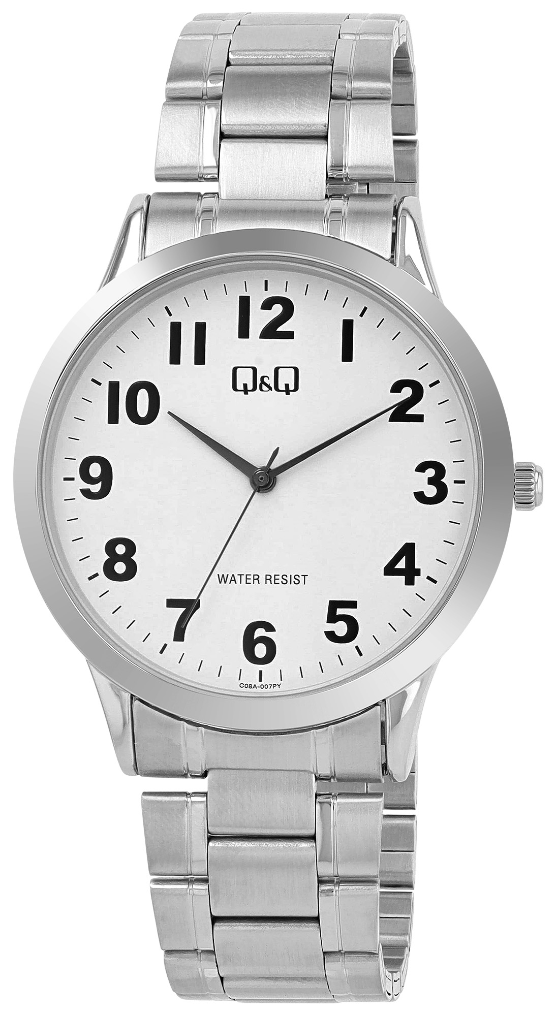 Q&Q Herrenuhr Ø 40 mm, Edelstahlband, silberfarben