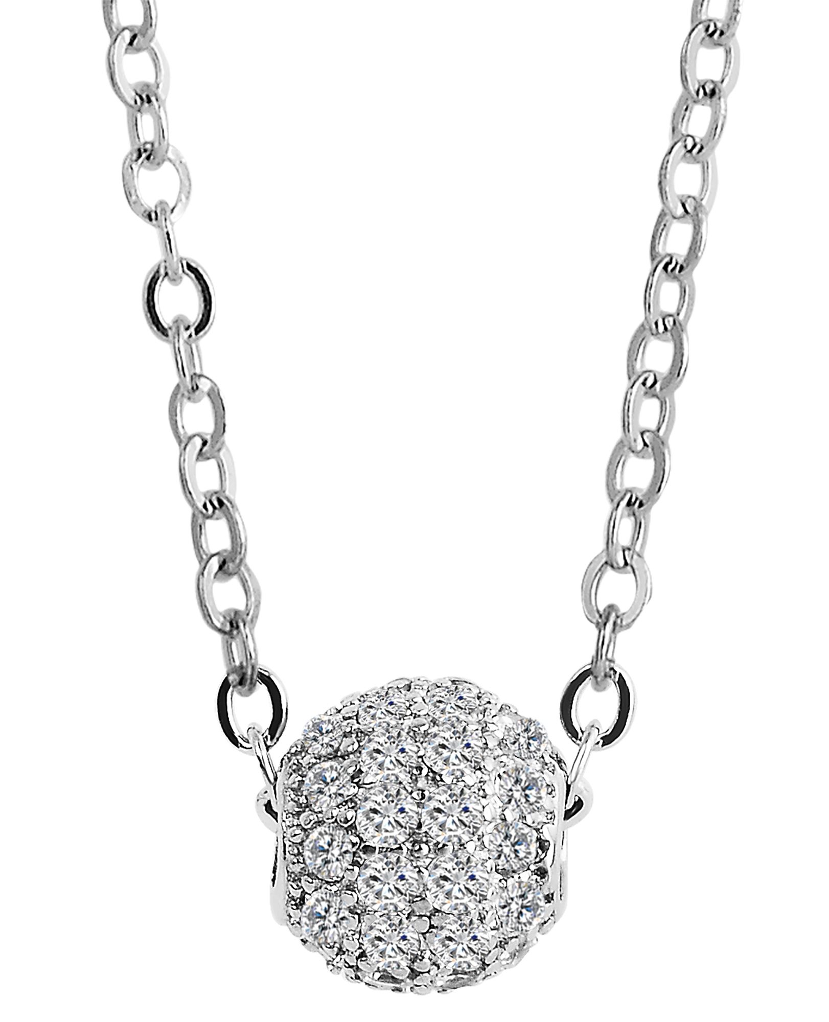 925/- Echt Silber Halskette mit Kugelanhänger "Gracy", Zirkoniabesatz, 925/rhodiniert