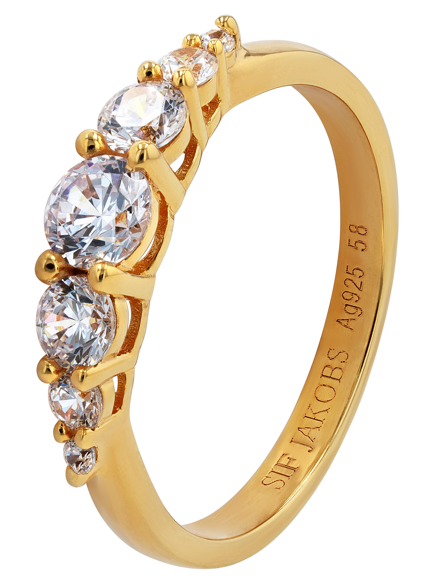 Sif Jakobs Jewellery 925/- Echt Silber Ring "Belluno" Gr 58, Zirkonia (weiß), vergoldet