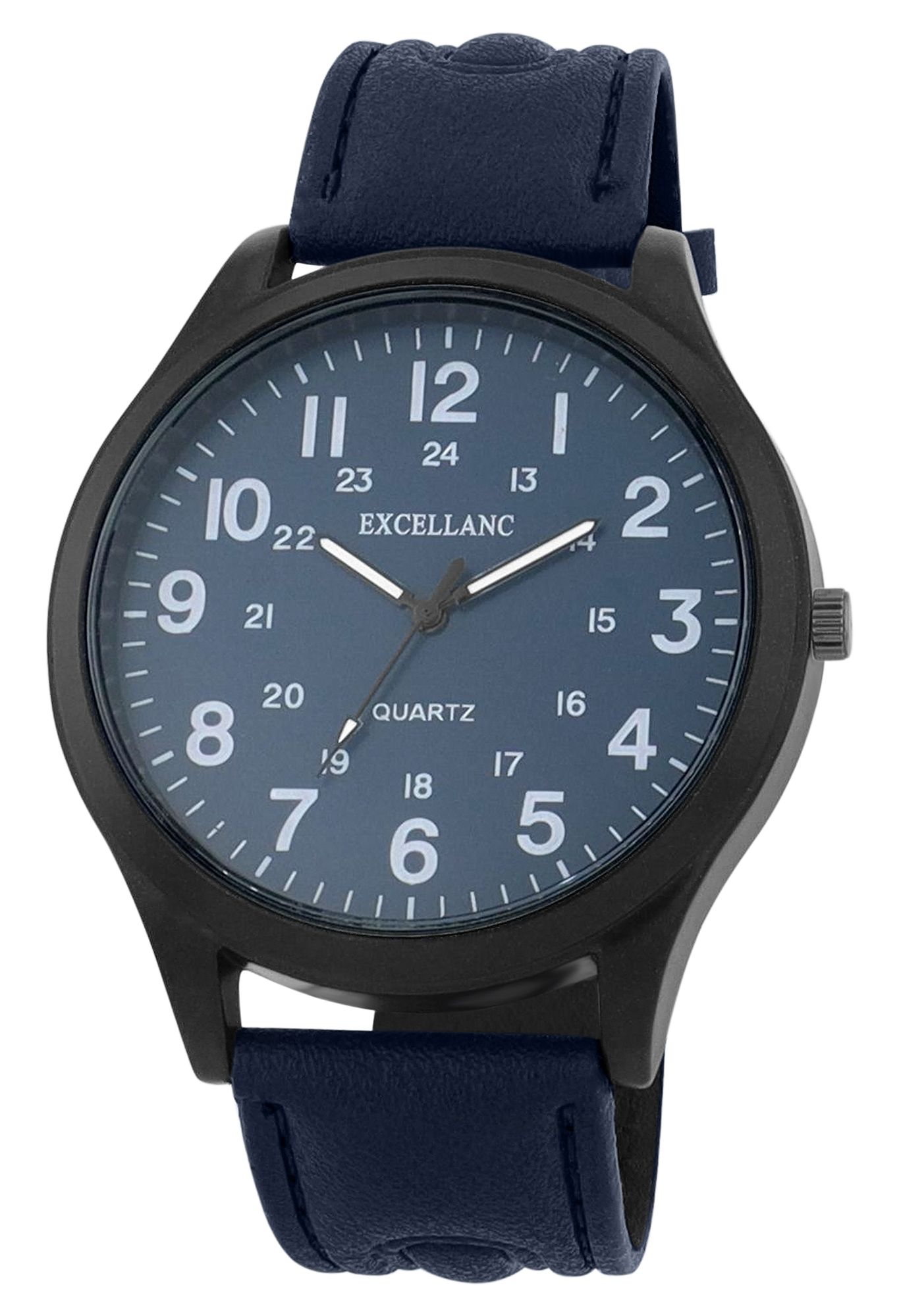 Excellanc Herrenuhr mit Band aus Lederimitat, dunkelblau/ZB dunkelblau