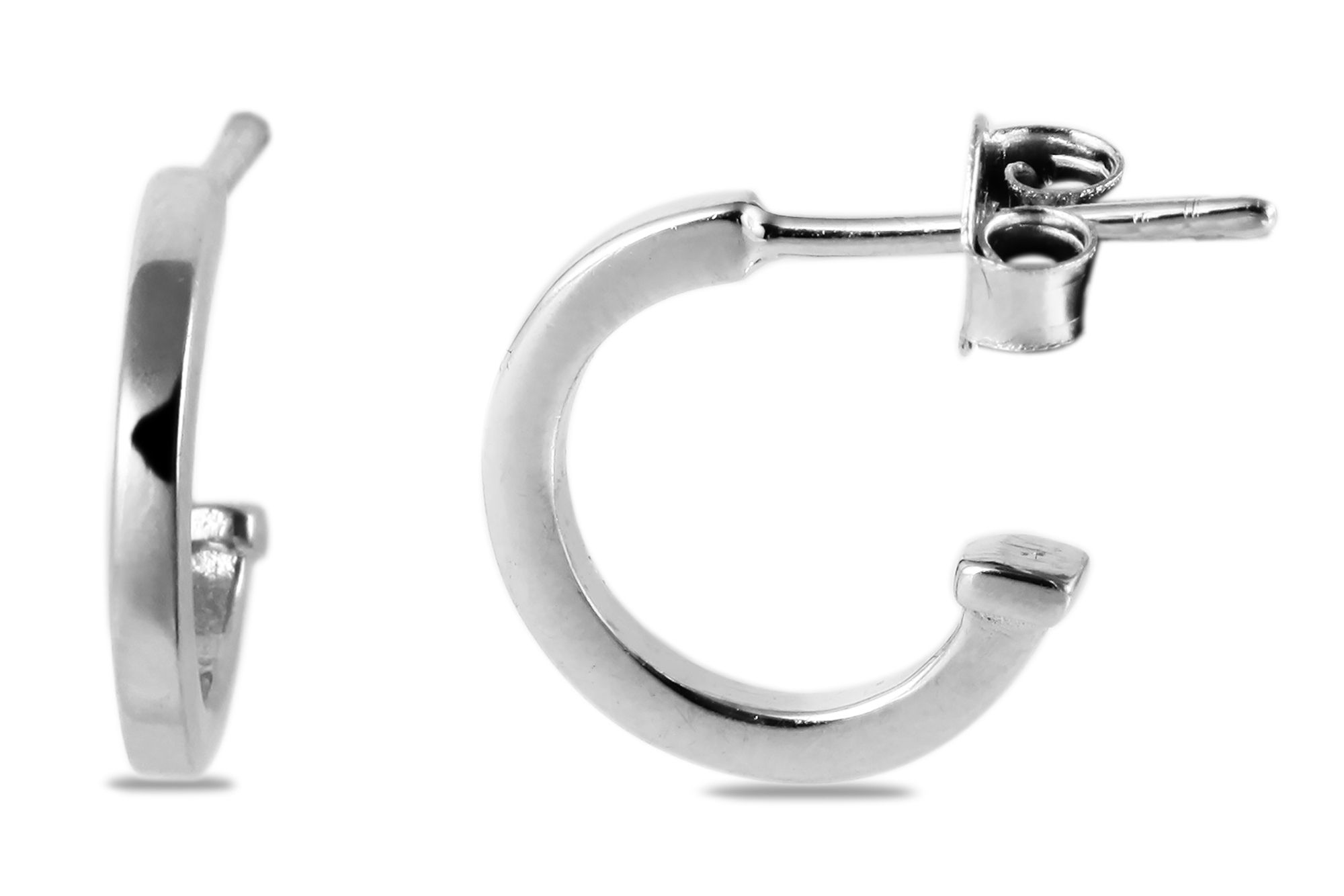 925/- Echt Silber Ohrstecker "Darja" halbrund, 925/rhodiniert