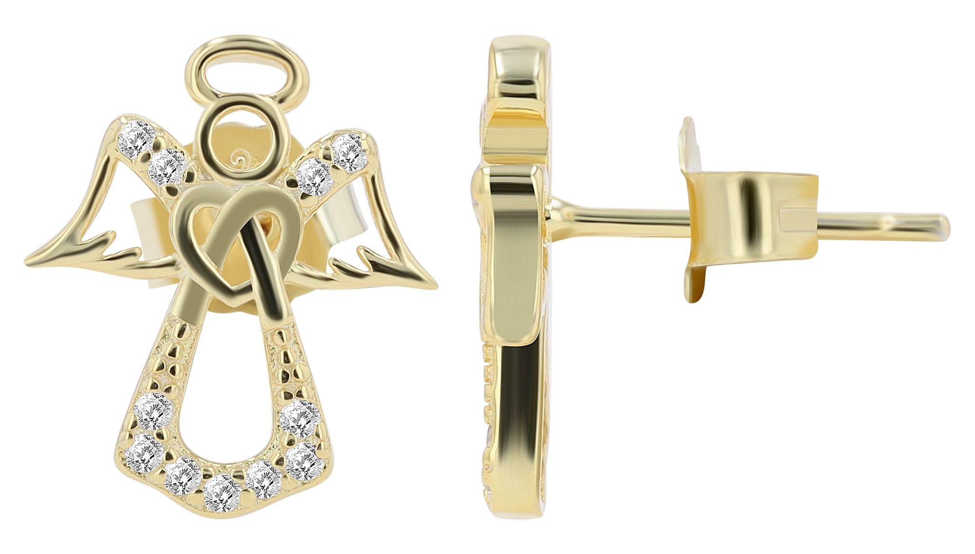 925er Sterlingsilber Ohrstecker "Naiara", Engel, vergoldet