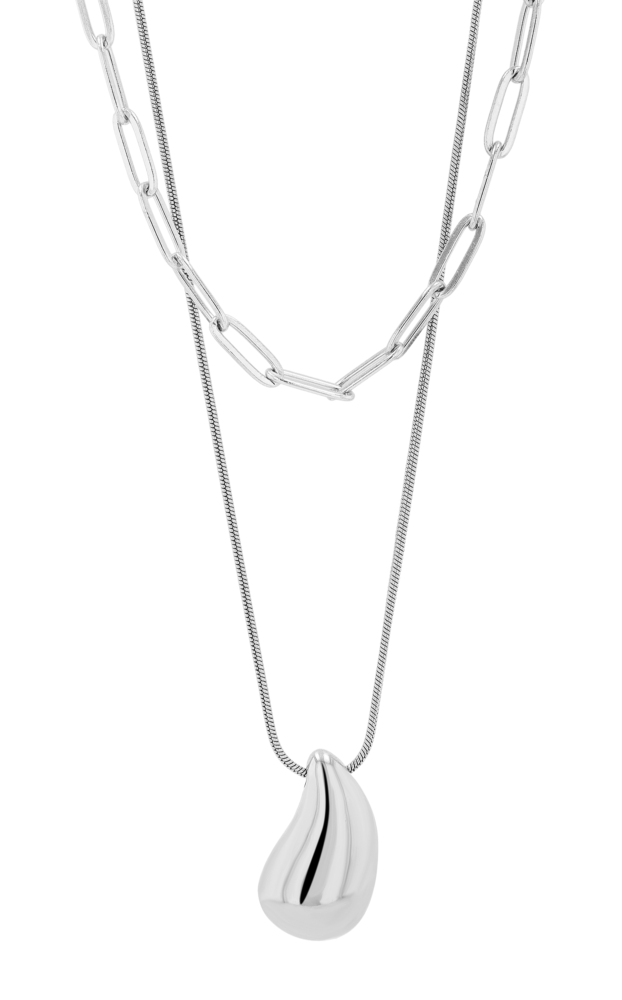 "Arany" 2-Layering Kette (45/ 50 +5cm) mit Tropfen Anhänger, silberfarben