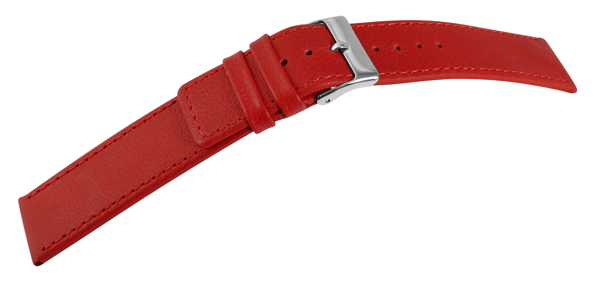 Echtleder-Uhrenarmband "super-soft", rot, Naht, 22 mm
