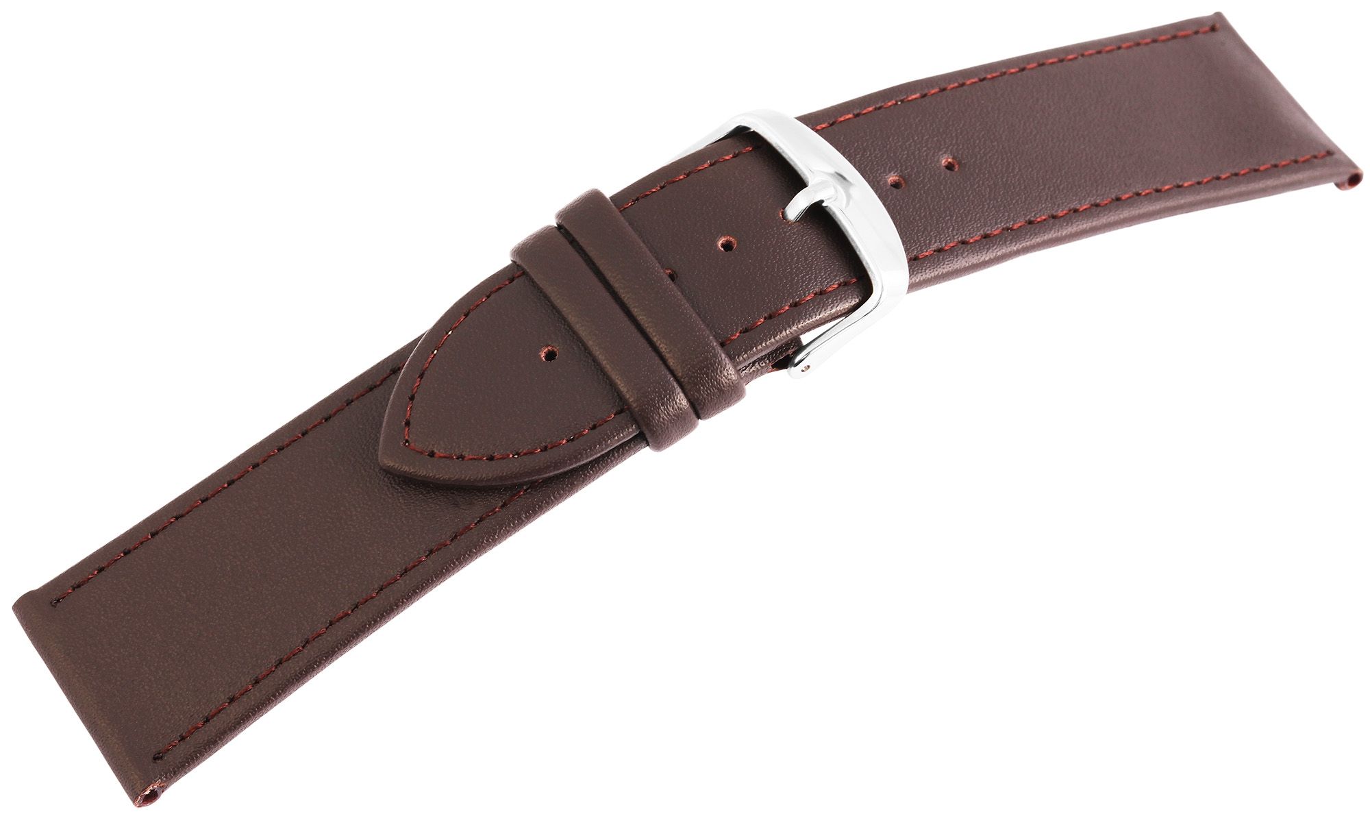 Uhrenarmband, Echtleder, dunkelbraun, 22 mm