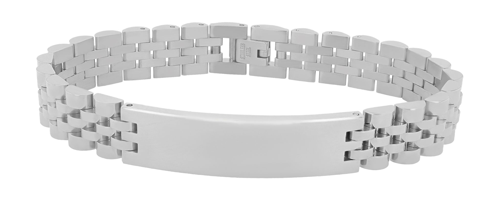 Akzent Edelstahl Armband "Austin" mit Gravurplatte, 21cm, silberfarben