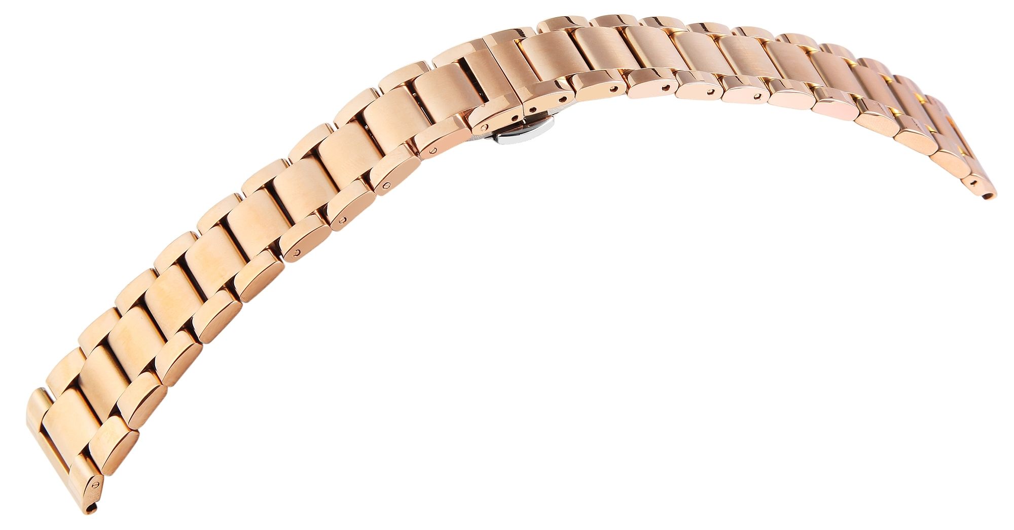 Edelstahl-Uhrenarmband, roségoldfarben, Butterfly-Faltschließe, 18 mm