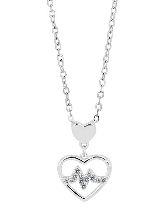 "Evalotte" Herz mit Lebenslinie, 925/- Echt Silber Kette mit Anhänger, 43 + 3 cm