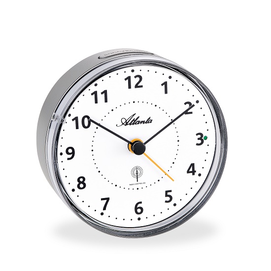 Atlanta Funk-Wecker (Leisegang/ Licht/ Snooze), Ø 8,2 mm, schwarz