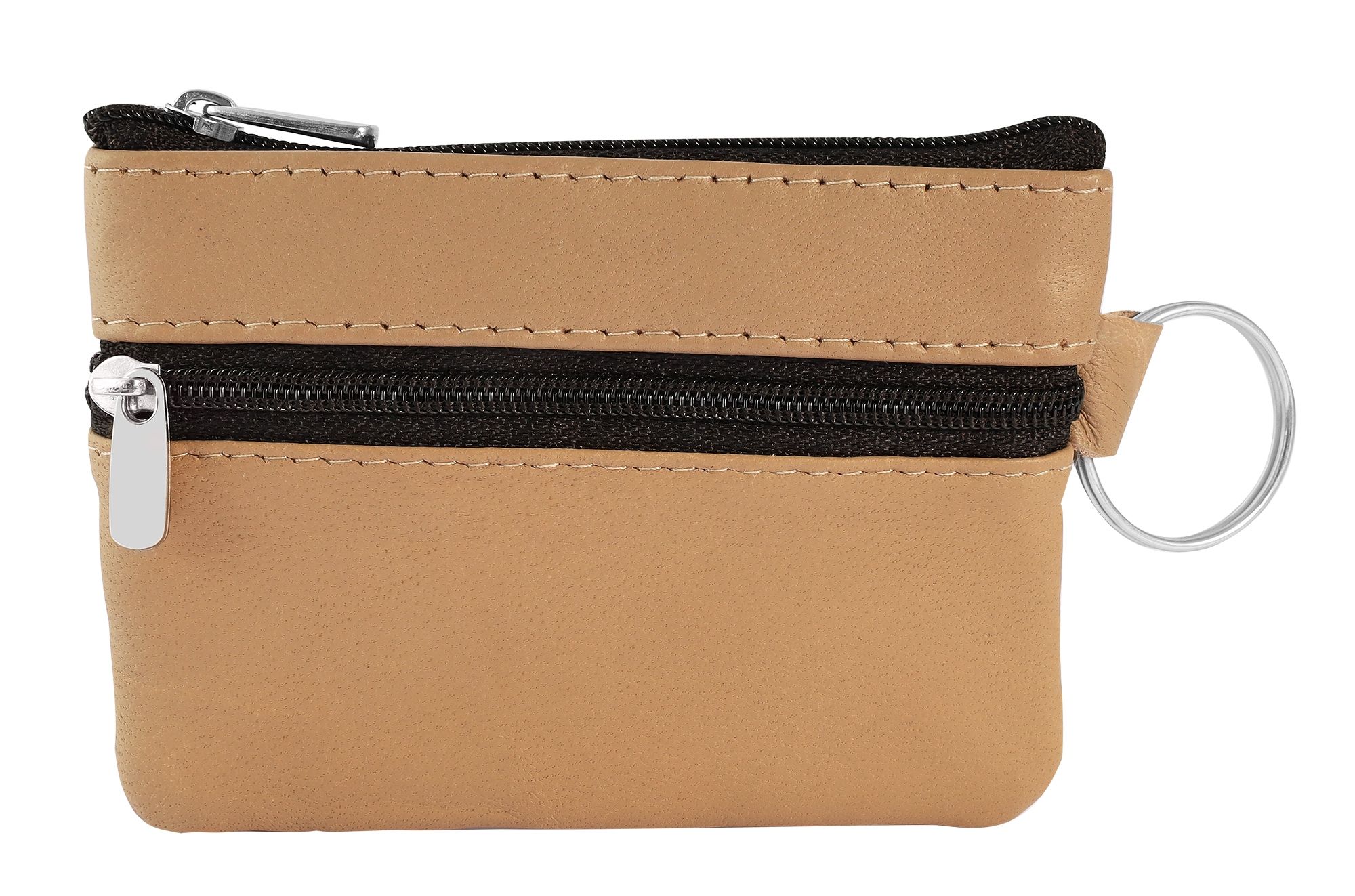 Echtleder Schlüsselbeutel, hellbraun/ beige