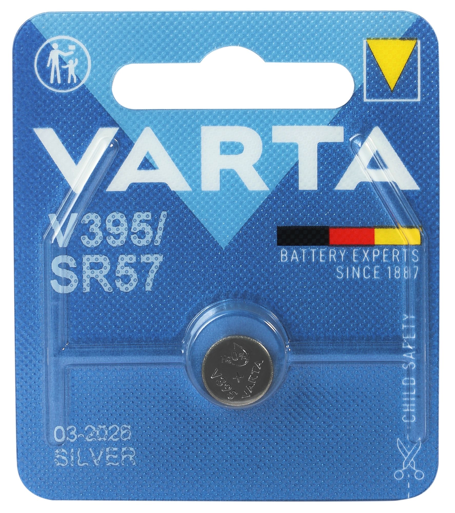 Varta Batterie V395/523 (AG7 //SR927SW) Silberoxid Knopfzellen 1,55 V - 1er Blister