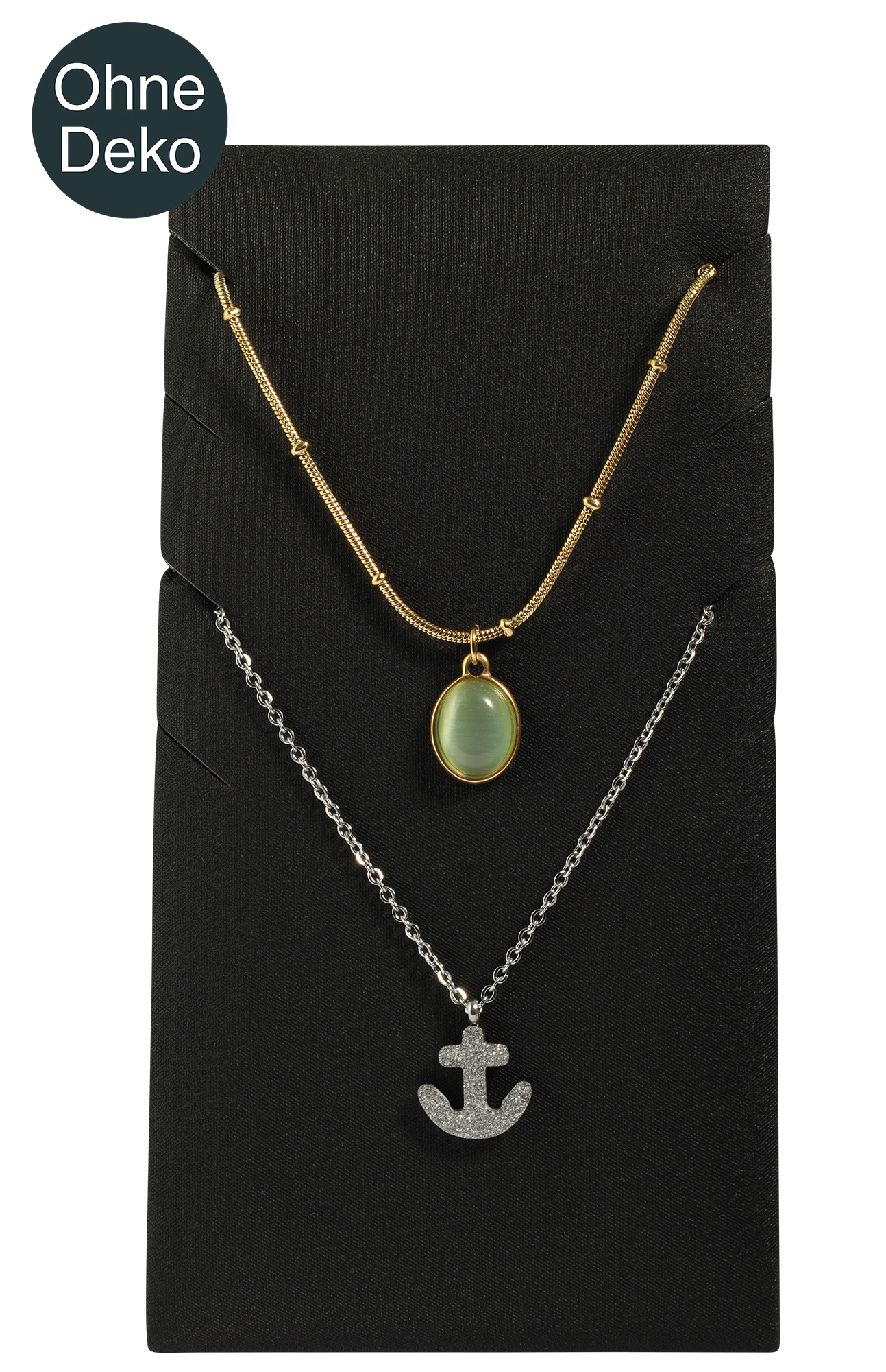 Aufsteller für 4 Ketten (Dekoserie Soft), PU-bezogen, 13,5 cm, schwarz