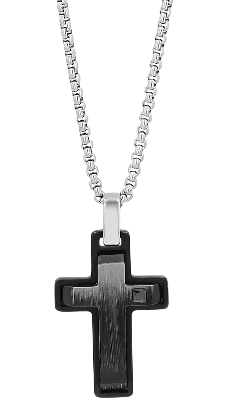 "Barry" Edelstahlkette mit Anhänger, Kreuz, 60 cm