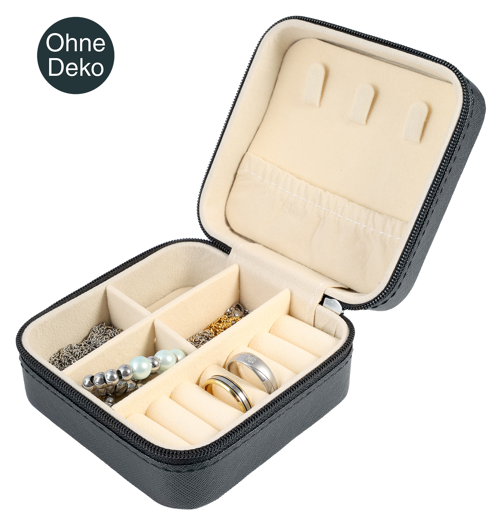 Aufbewahrungsbox für Schmuck/ Schmuck-Etui, 10 x 10 cm, grau, schwarz