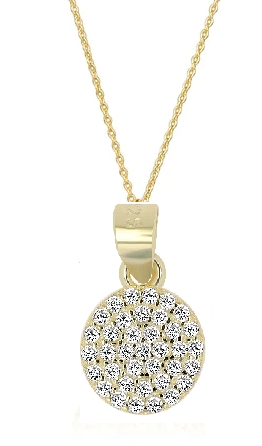 "Elodie" 925/- Echt Silber Kette 43+5 cm mit Anhänger - Plättchen, Zirkonia, vergoldet
