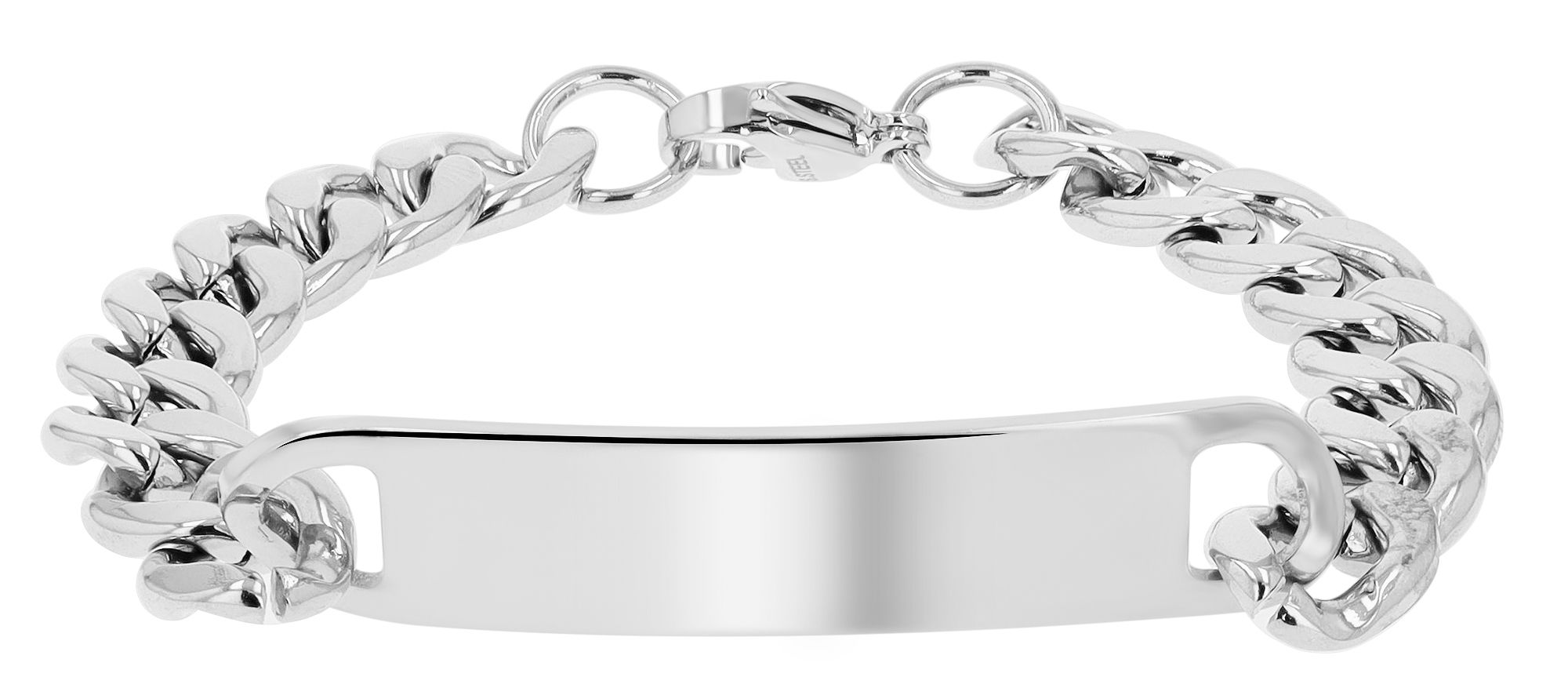 Akzent Panzerarmband "Teagan" aus Edelstahl, Gravurplatte, 21 cm, silberfarben