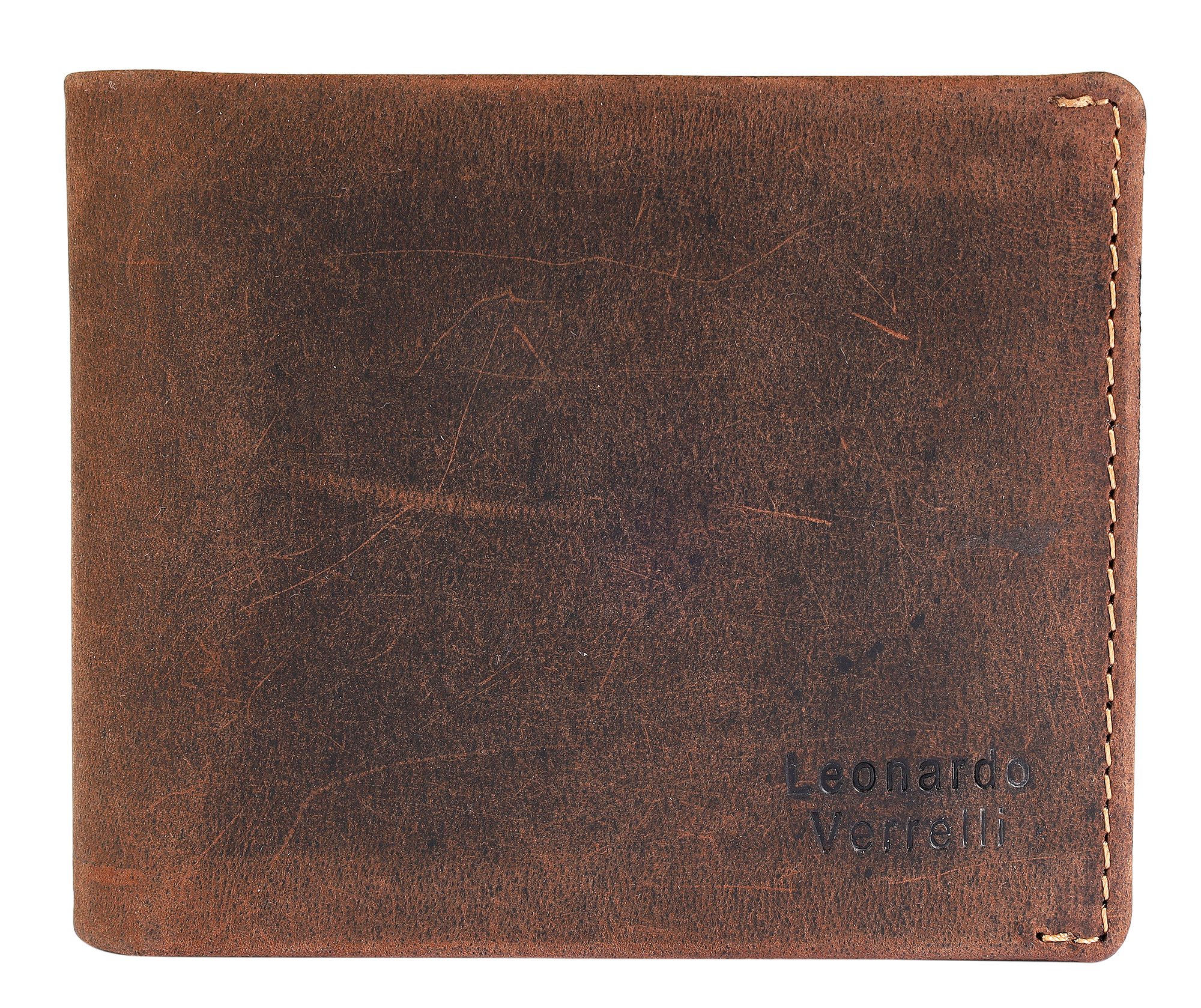 Leonardo Verrelli, Herren Echtleder Geldbörse, Querformat, vintage, RFID