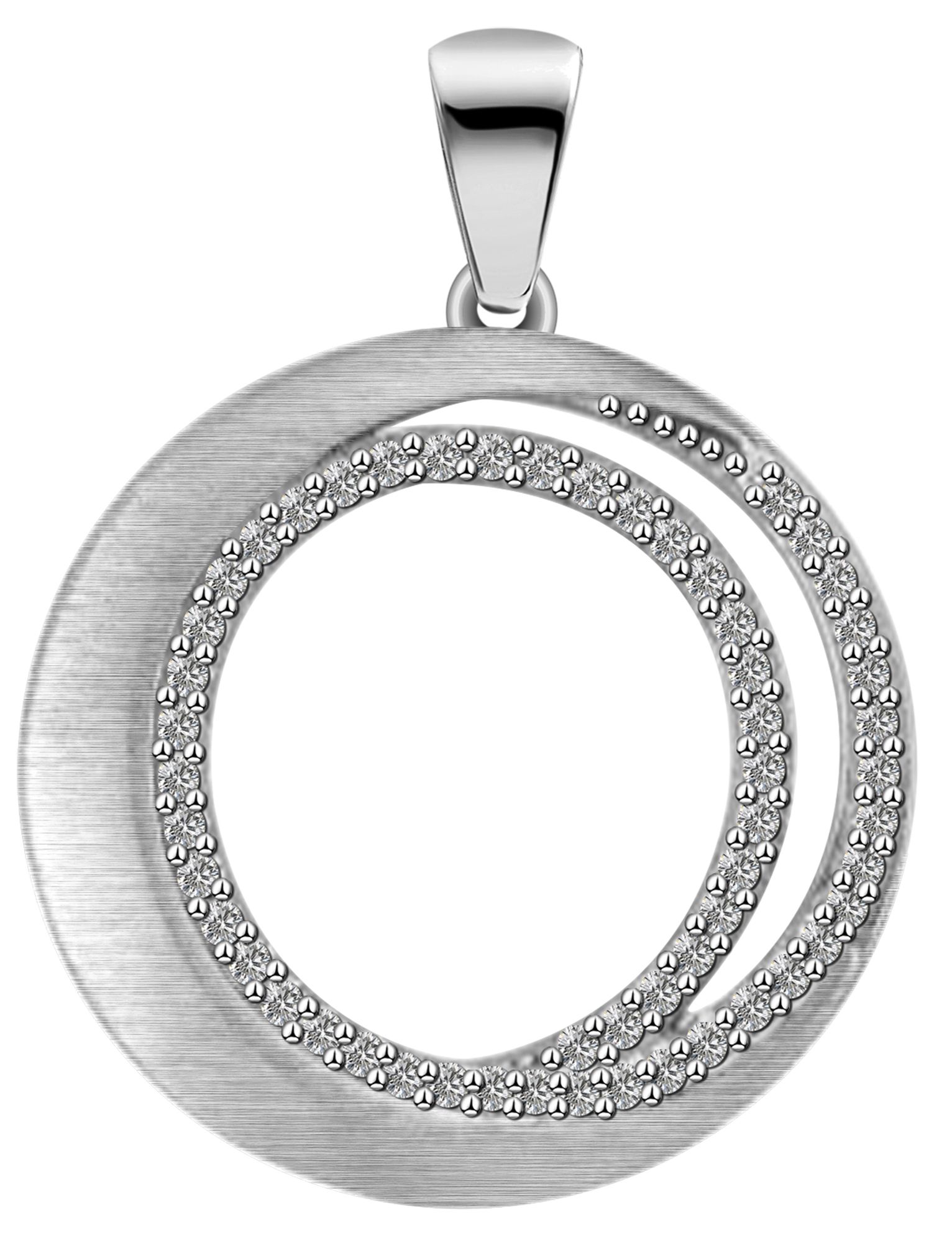 "Jayna" 925/rh Echt Silber Anhänger (ohne Kette), rund, Zirkoniabesatz, silberfarben