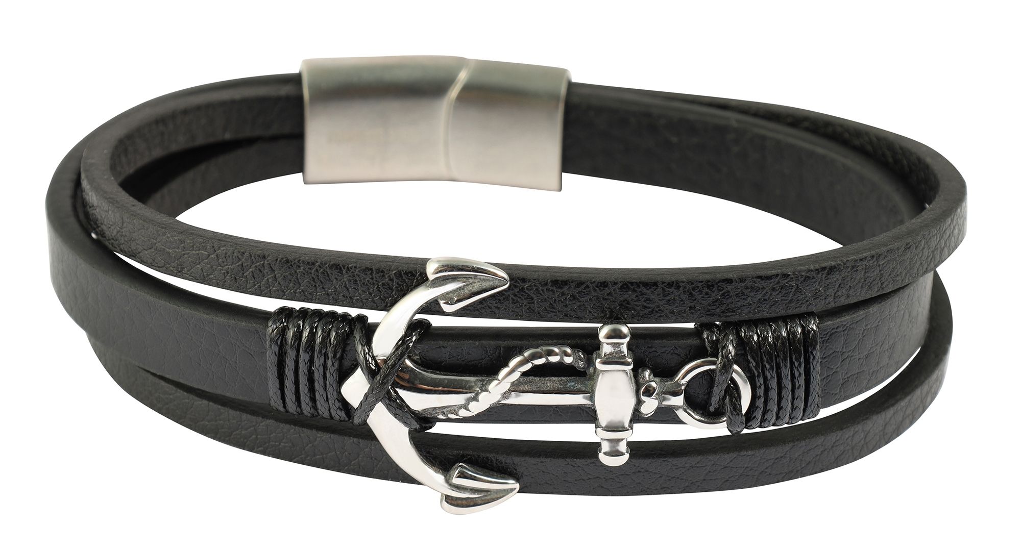 "Artur" Armband, 17 cm aus Lederimitat, Anker, VE 4