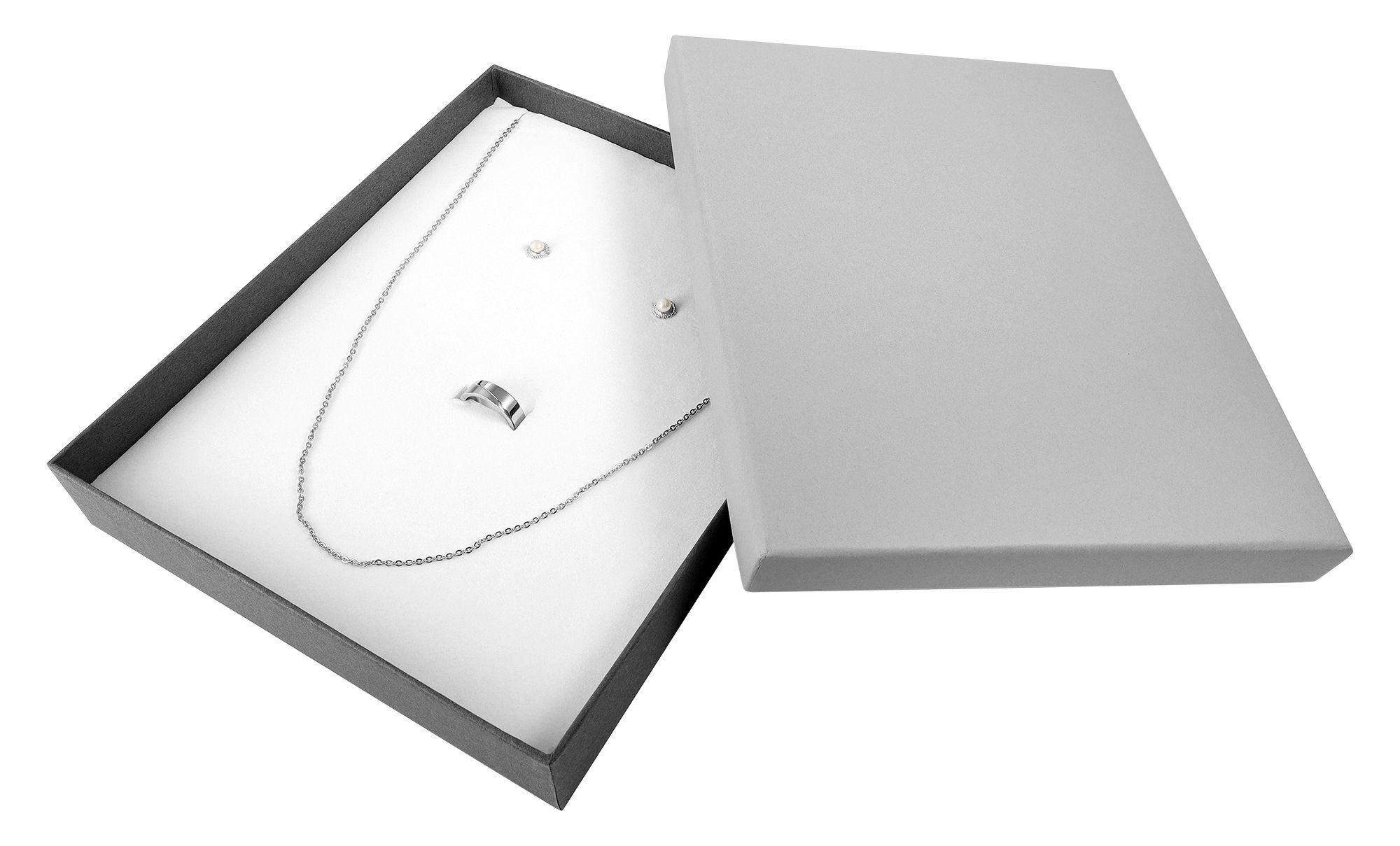 Schmuckboxen aus Pappe, VE 6, grau, 18 x 22 x 3,5 cm