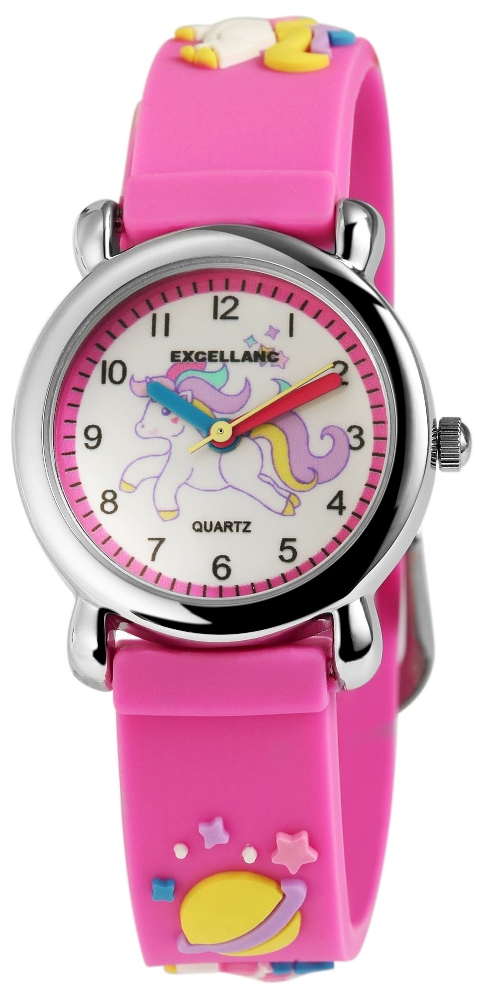 Excellanc Kinderarmbanduhr, Silikonarmband, silberfarben/pink