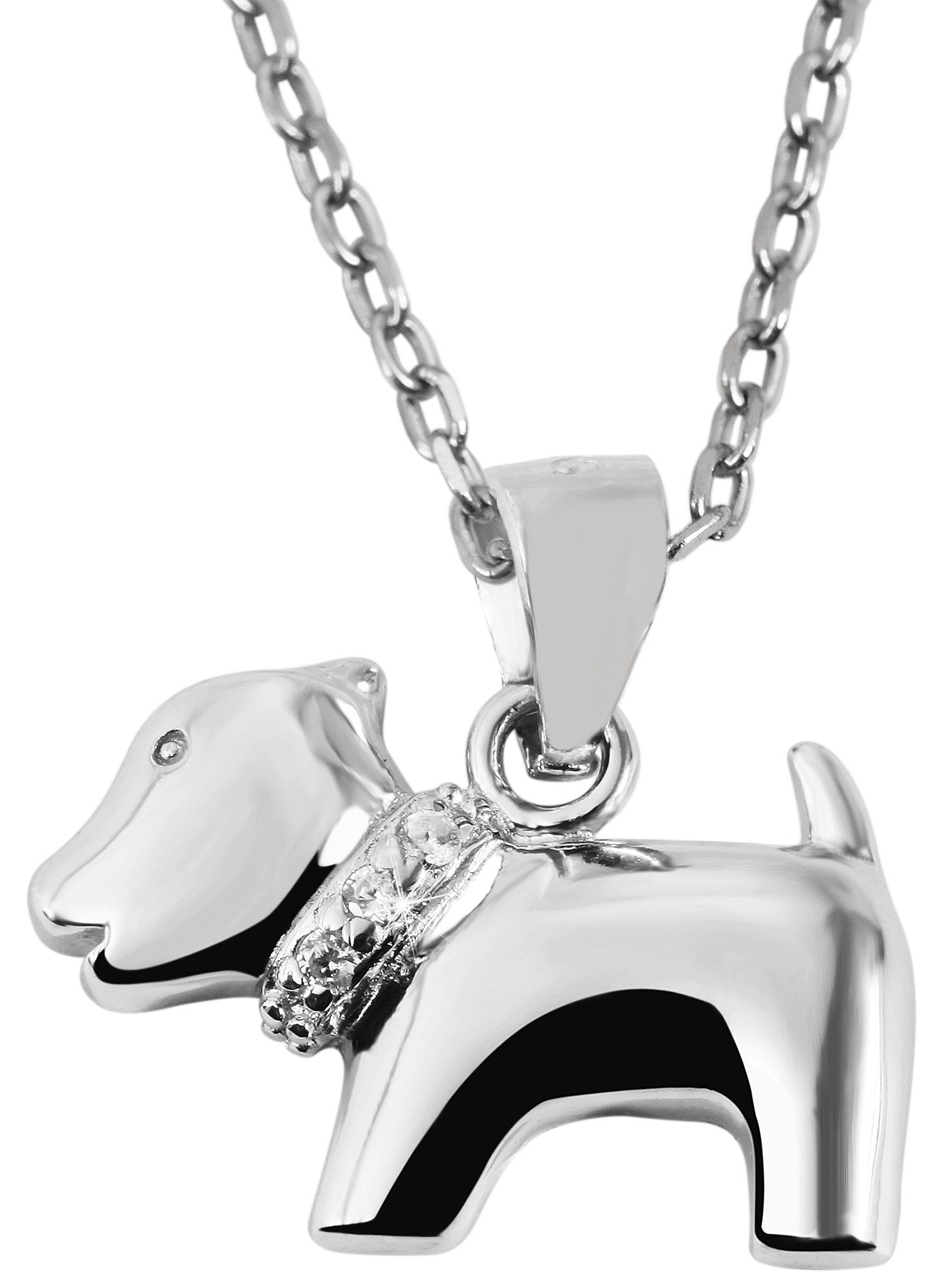 "Petty", 925/- Echt Silber Anhänger, Hund, Zirkonia, rhodiniert