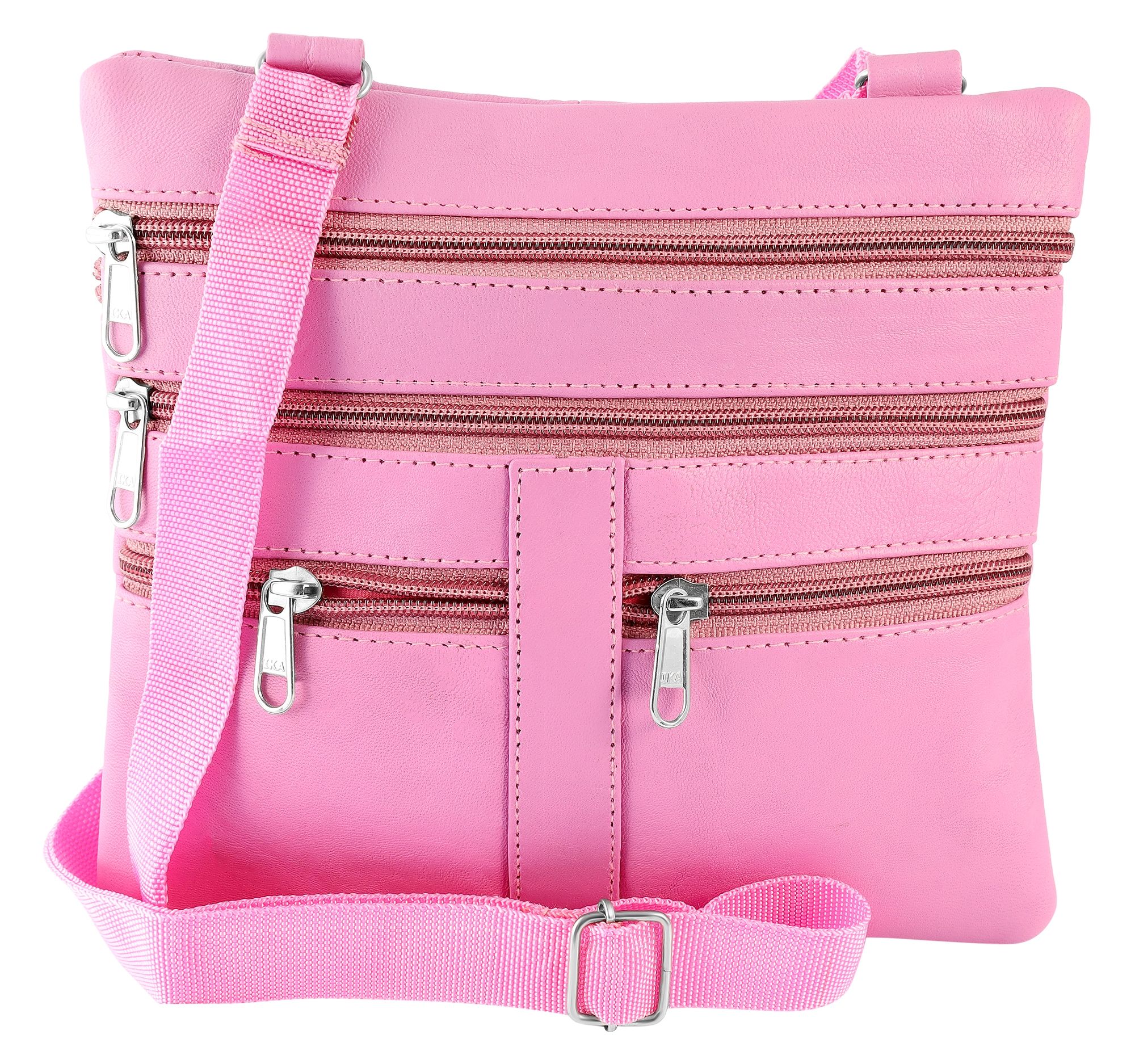 Steinmeister Echtleder, kleine Umhängetasche/ Crossbody-Tasche, pink