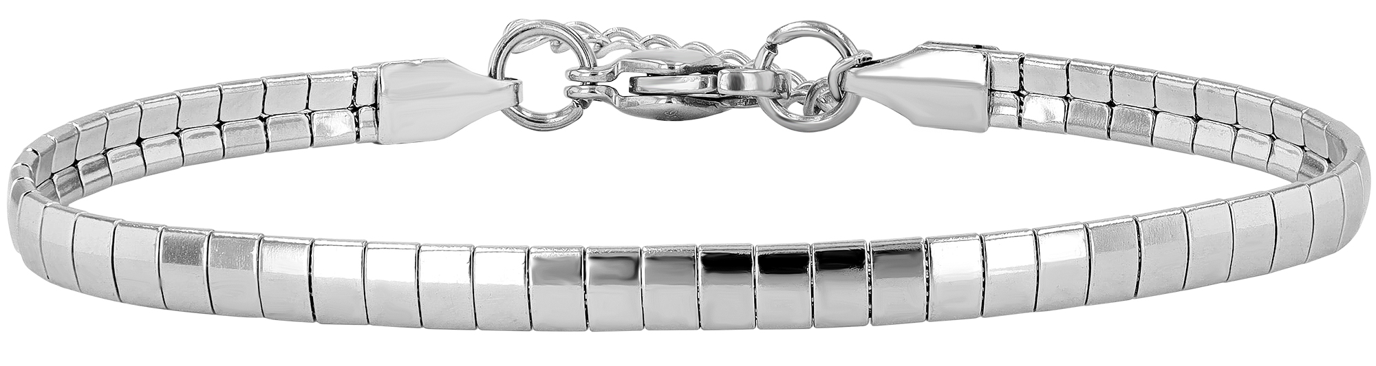 "Giedre" Edelstahl Armband/ Kachel-Gliederarmband, 17+3 cm, silberfarben