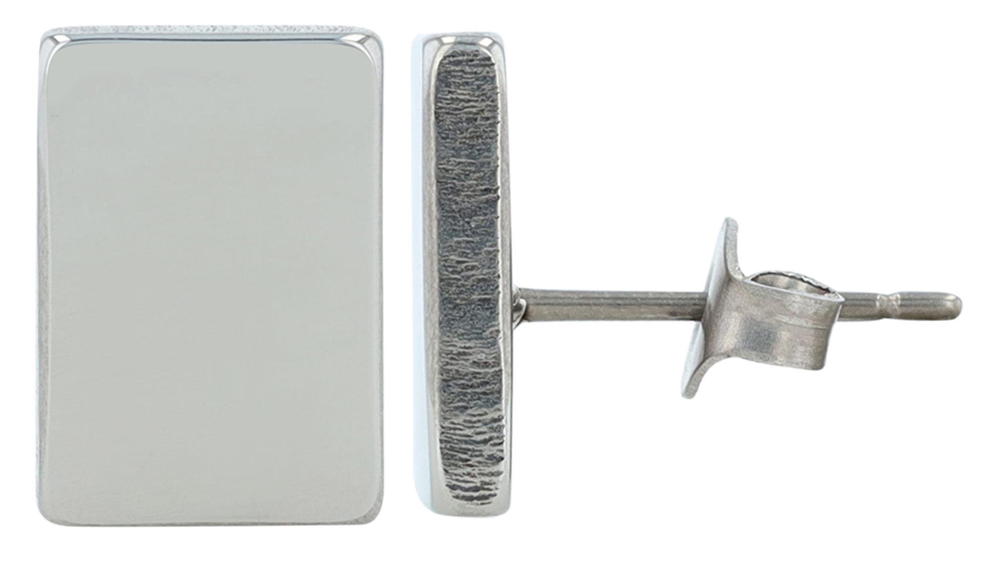"Hedi" Titan Ohrstecker, rechteckig, silberfarben