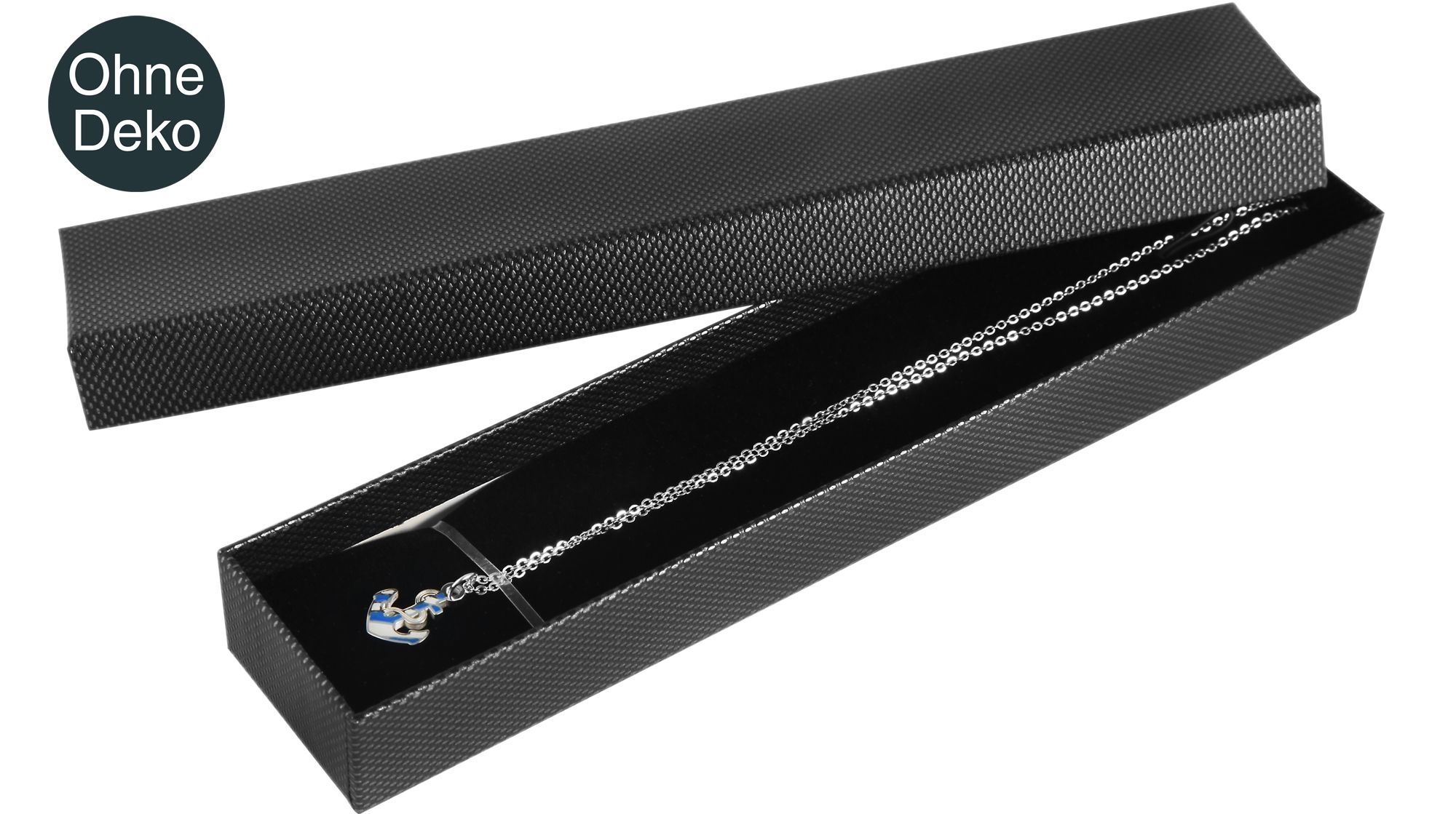 Schmuckbox, Pappe, VE 12, 21,5 cm x 4,5 cm x 2,5 cm, schwarz