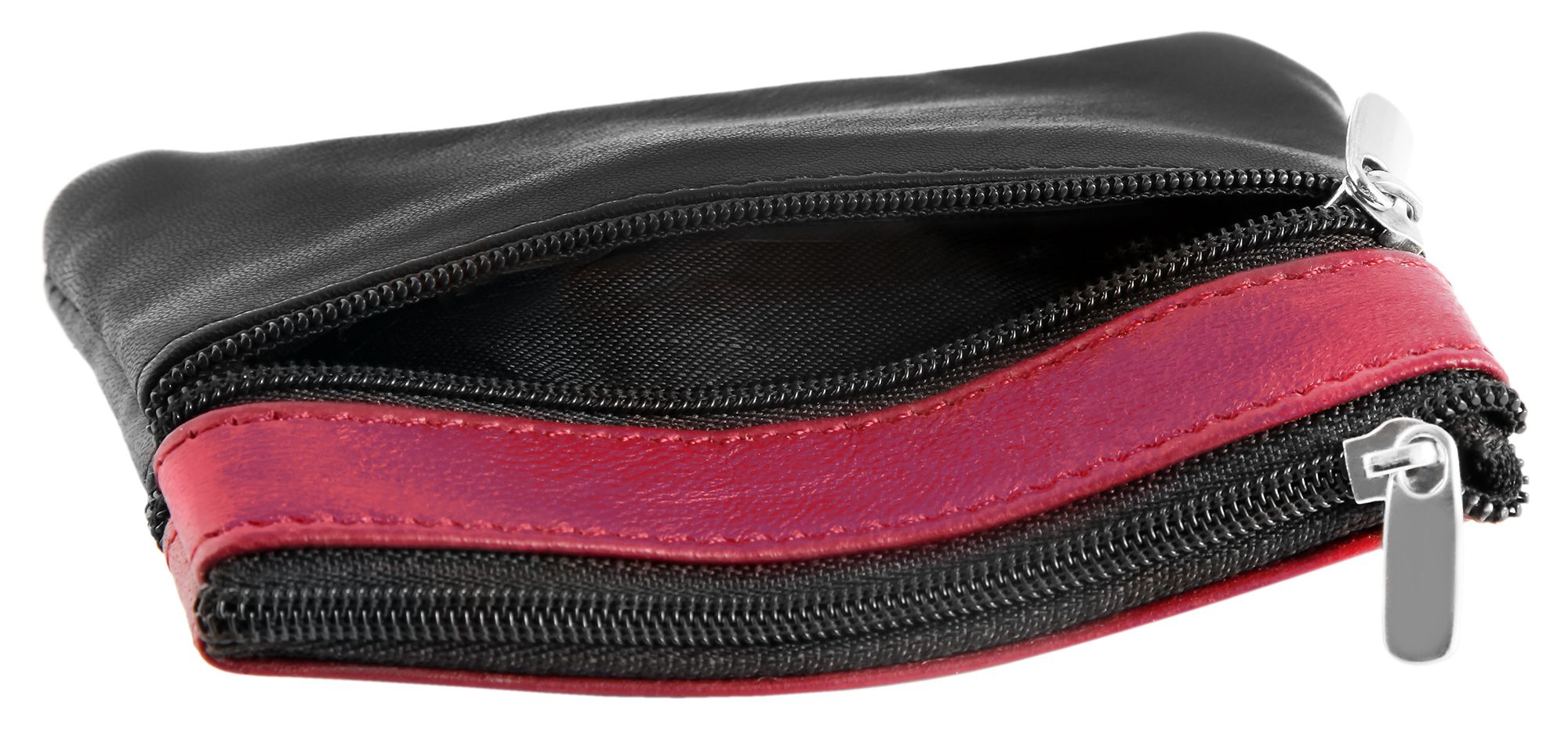 Excellanc Schlüsselbeutel aus Echtleder in schwarz/pink