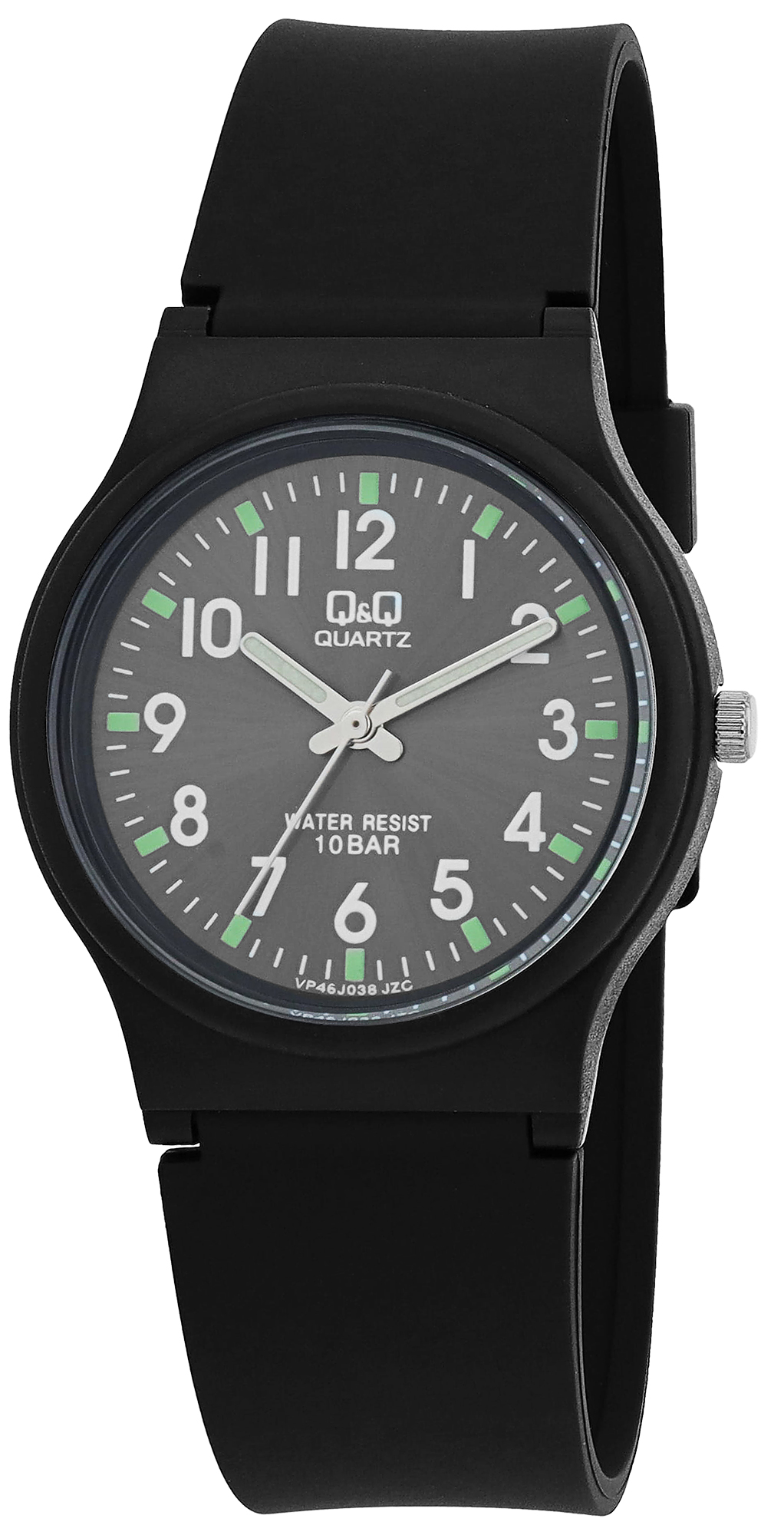 Q&Q Herrenuhr mit Silikonarmband, 10 BAR, schwarz