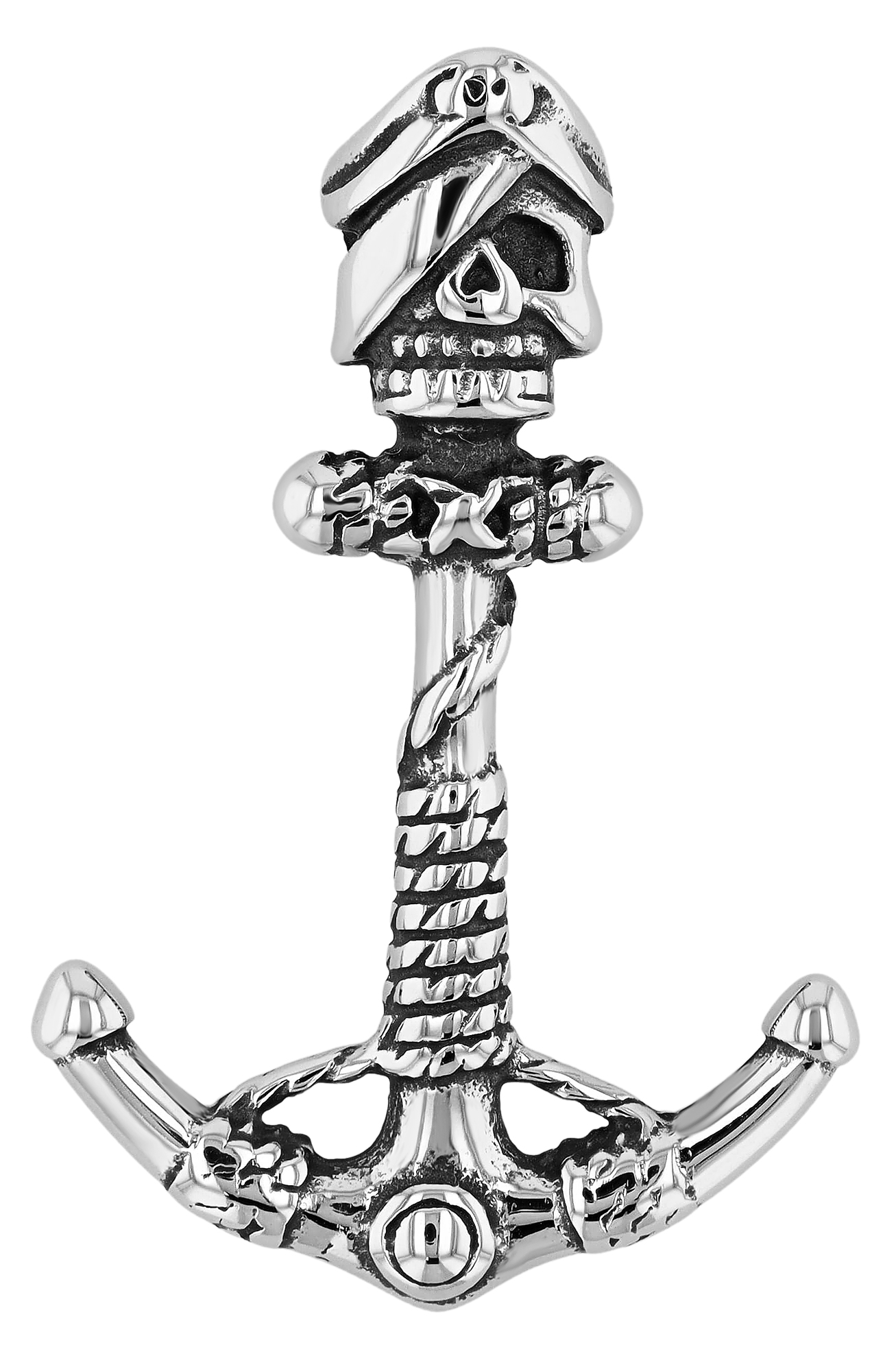 "Tito", Herren Edelstahlanhänger, bicolor silberfarben/schwarz, Anker mit Totenkopf